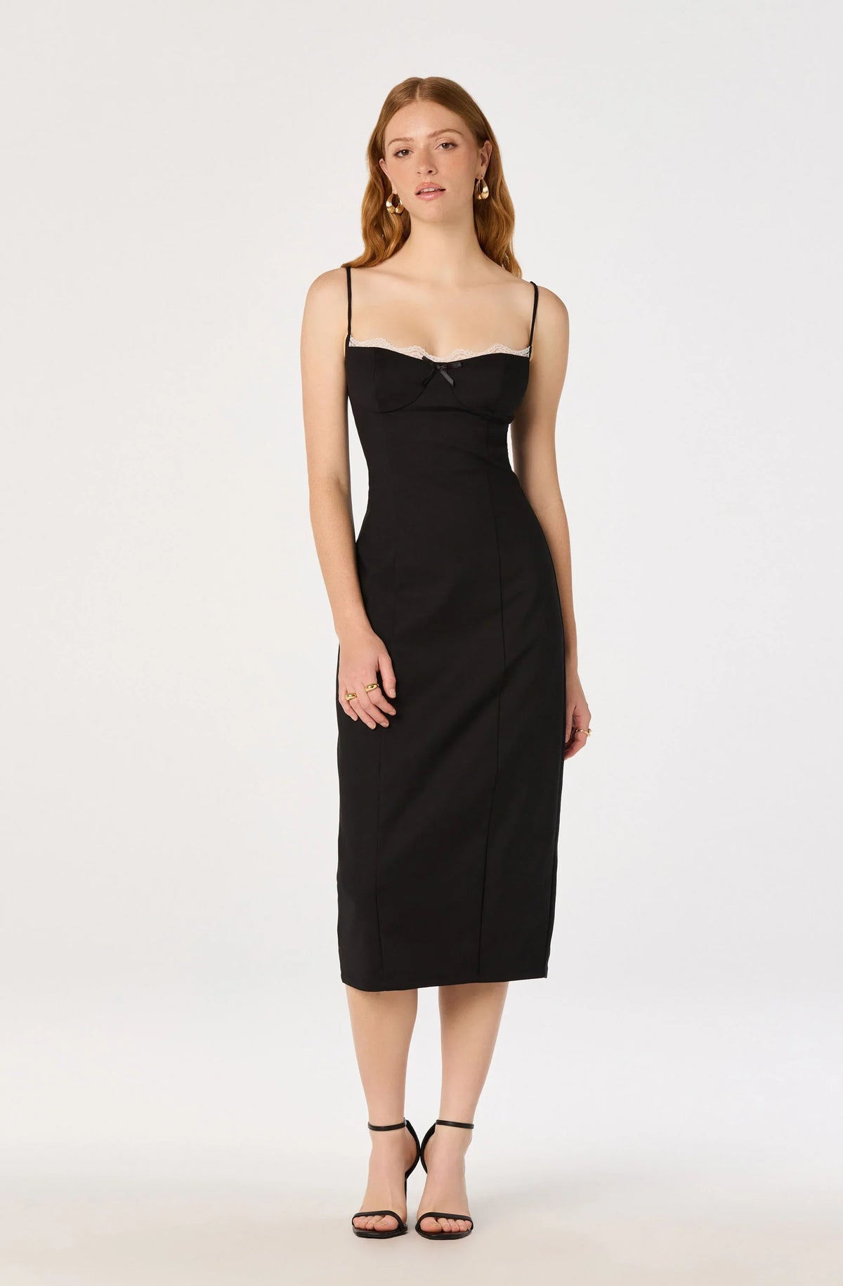 Lbruh Bea Lace Trim Bustier Midi Dress