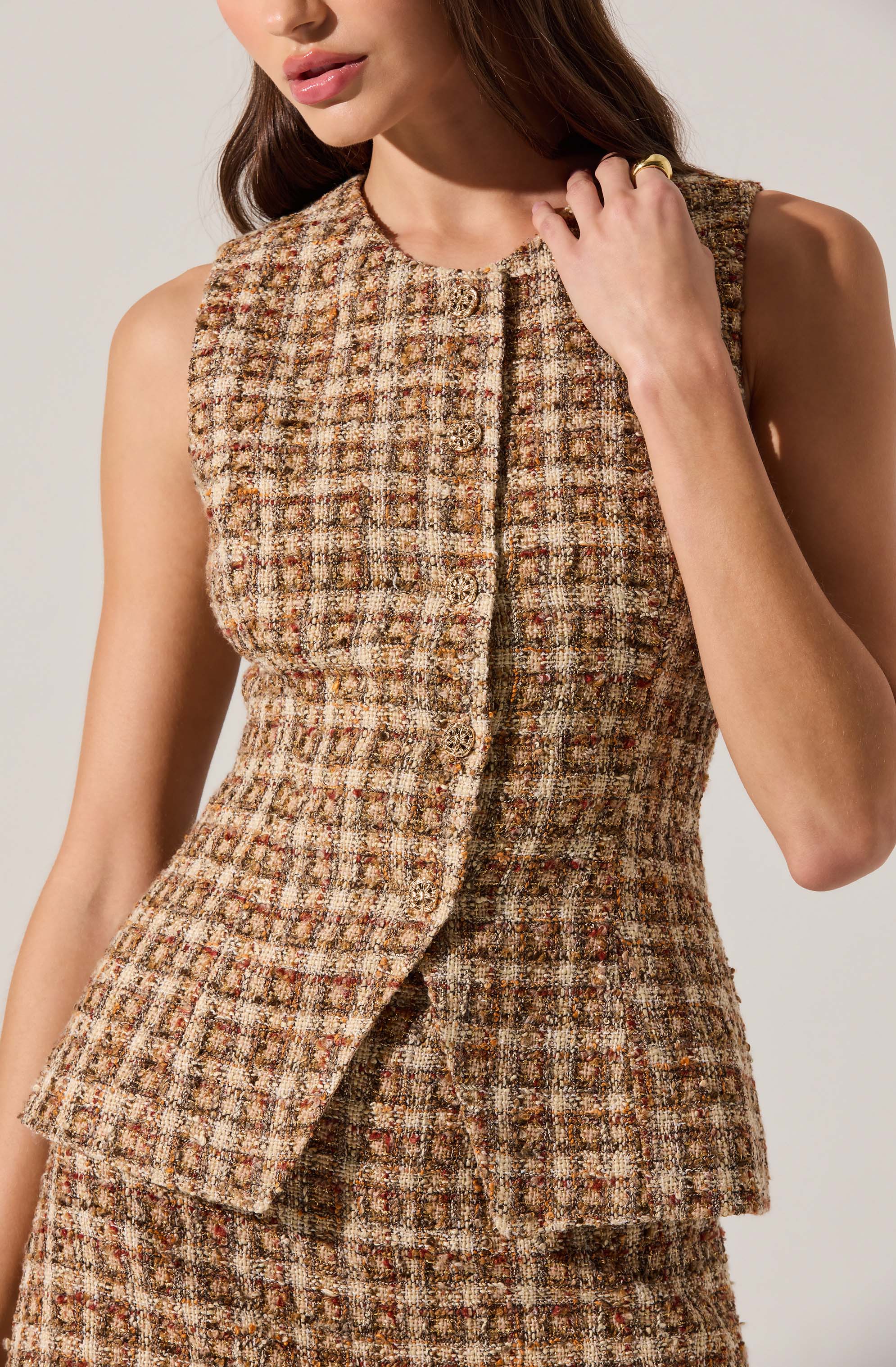 Lbruh Dilone Tweed Vest Mini Dress