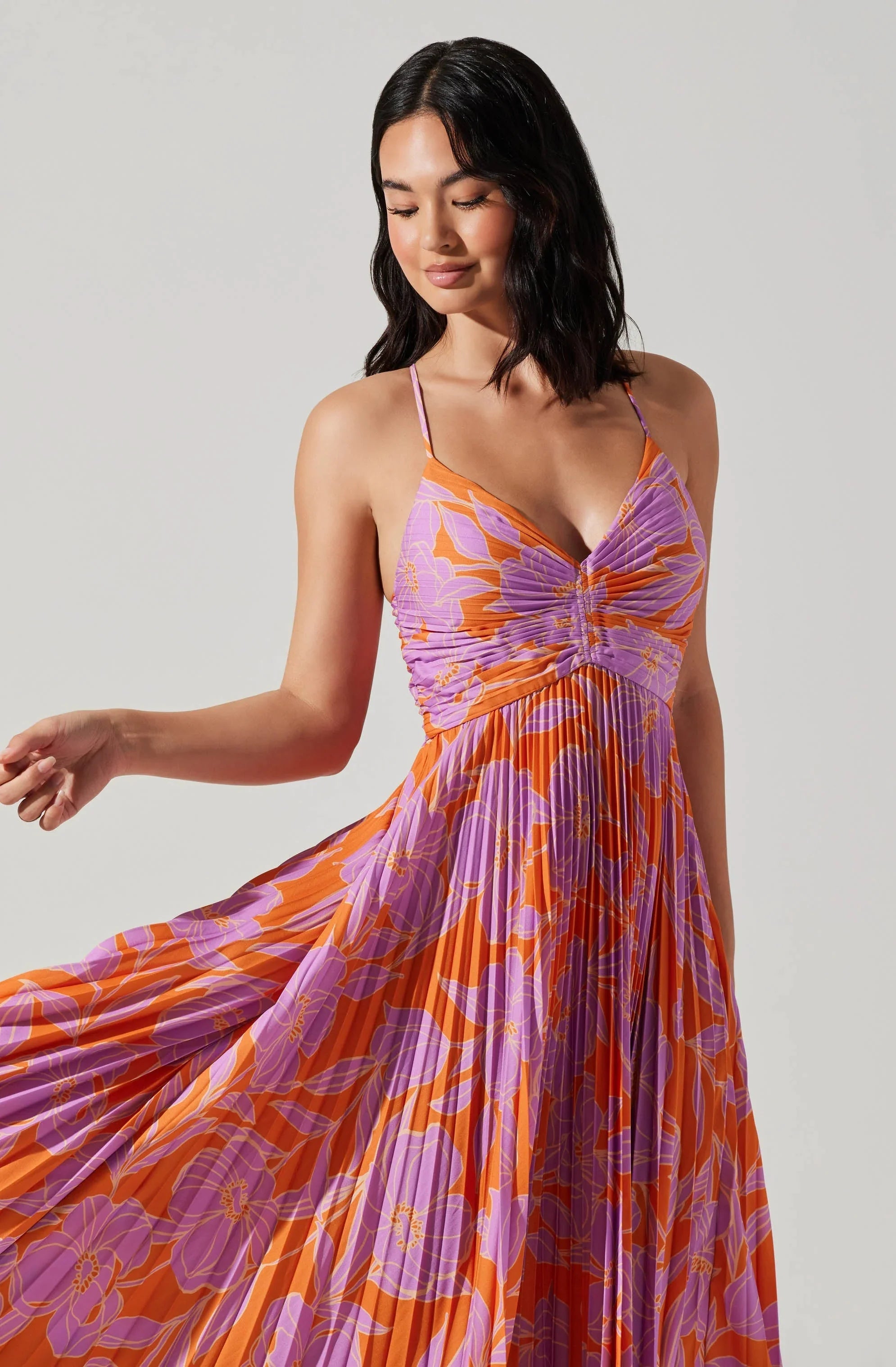 Inixyf Blythe Floral Plisse Midi Dress