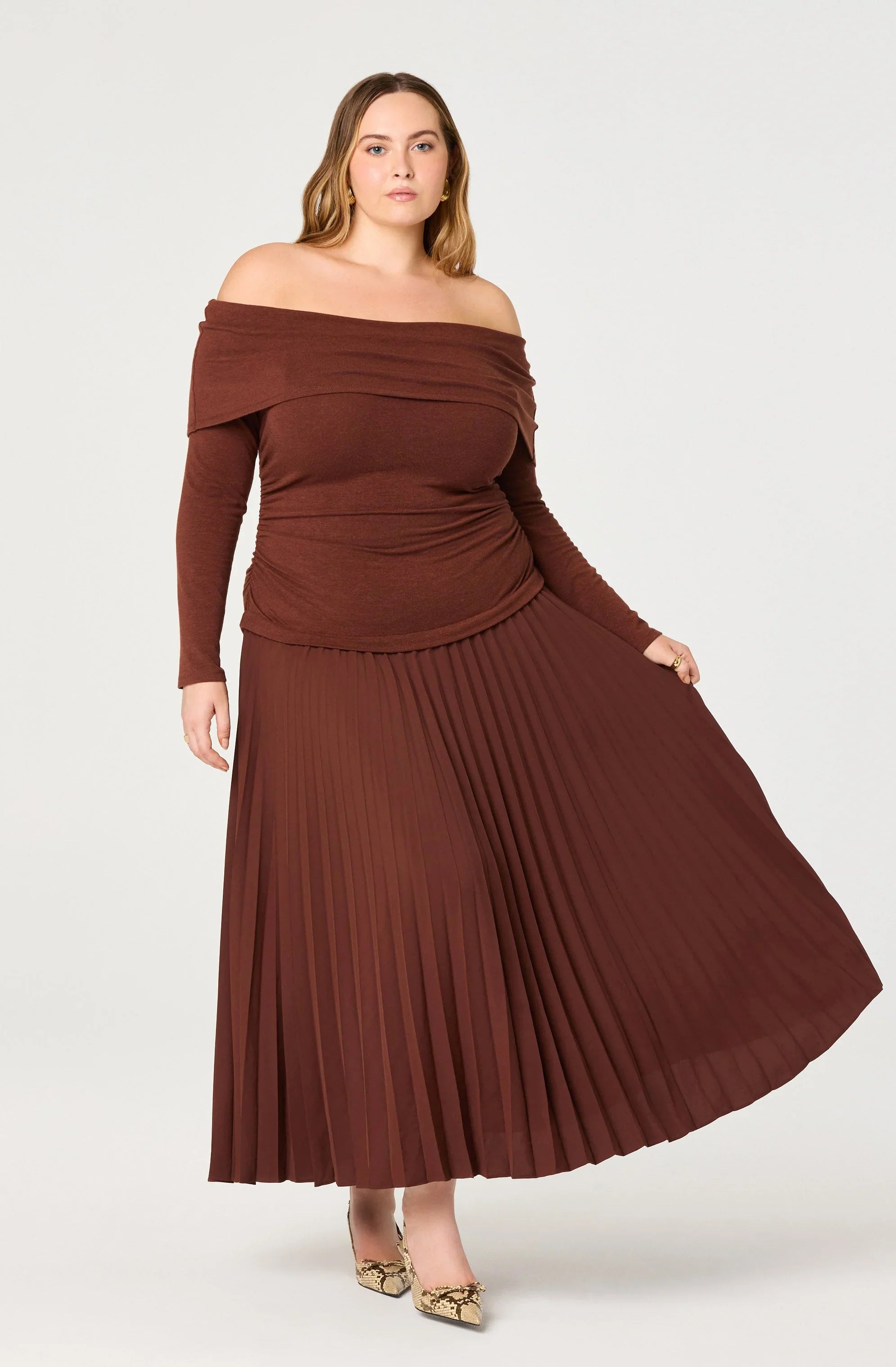Lbruh Tanaia Pleated Mixed Media Maxi Dress