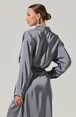 Lbruh Ira Satin Wrap Shirt Dress