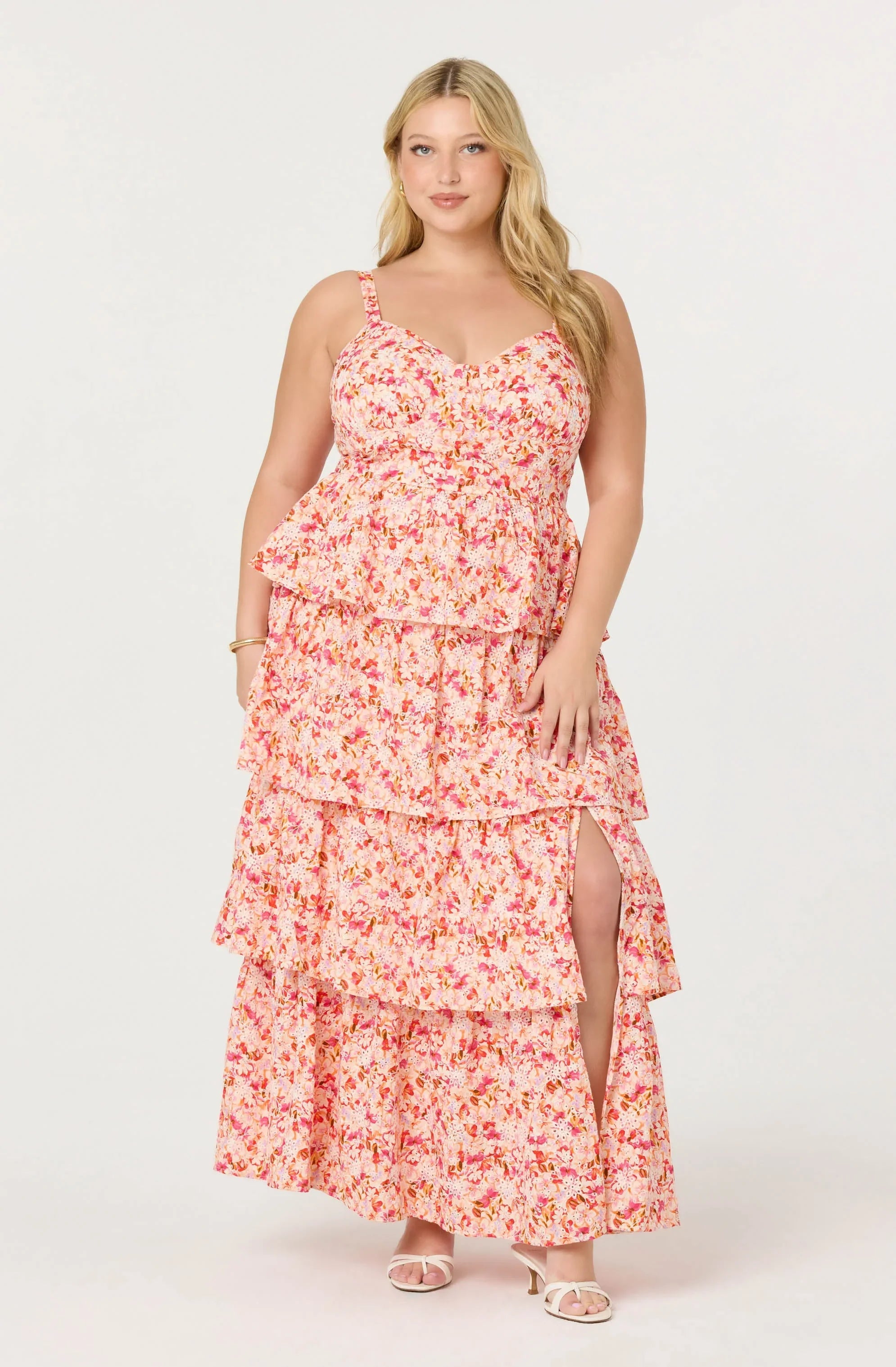 Lbruh Midsummer Eyelet Tiered Floral Maxi Dress