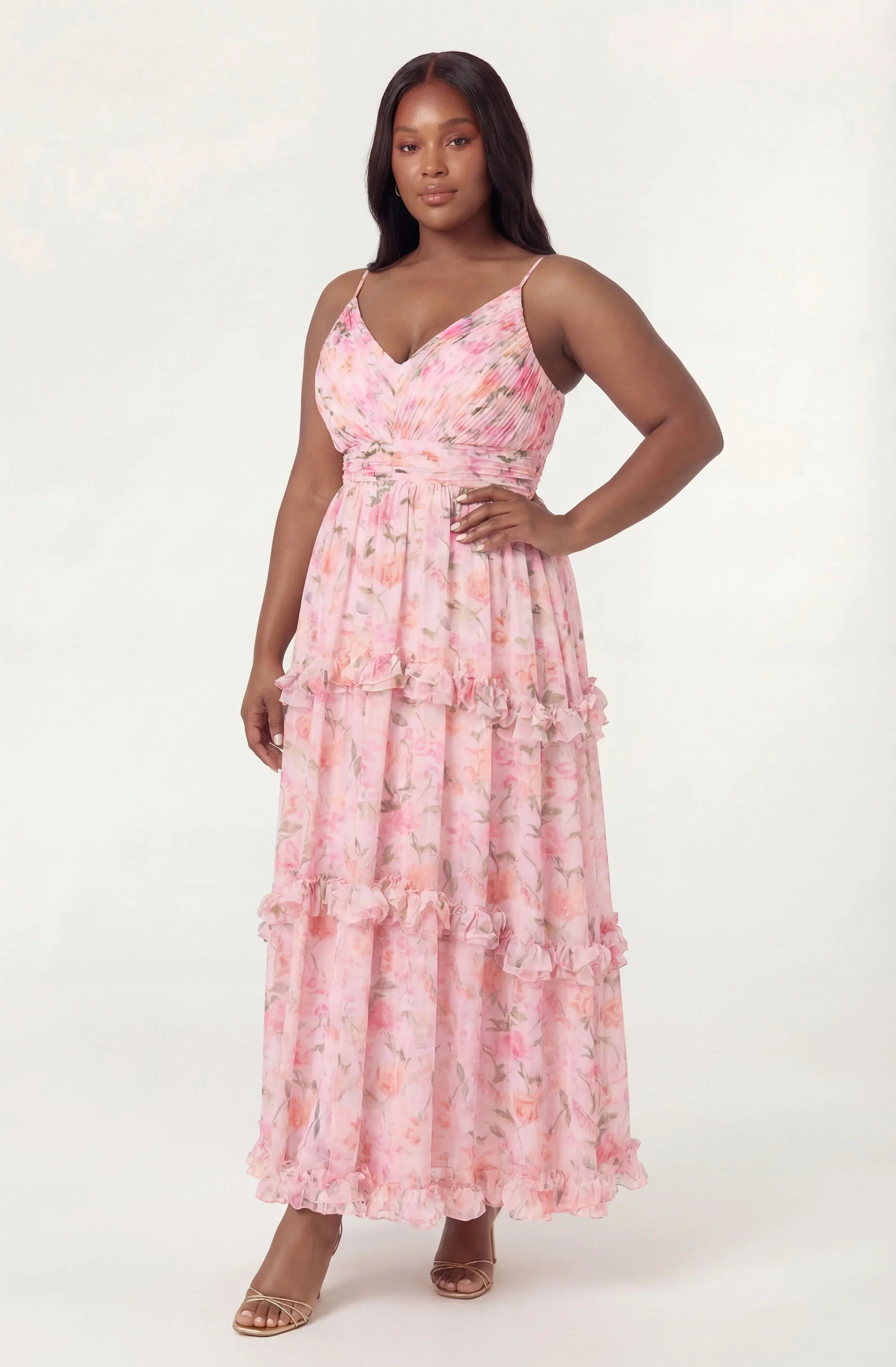 Inixyf Ayanna Floral Pleated Tiered Maxi Dress