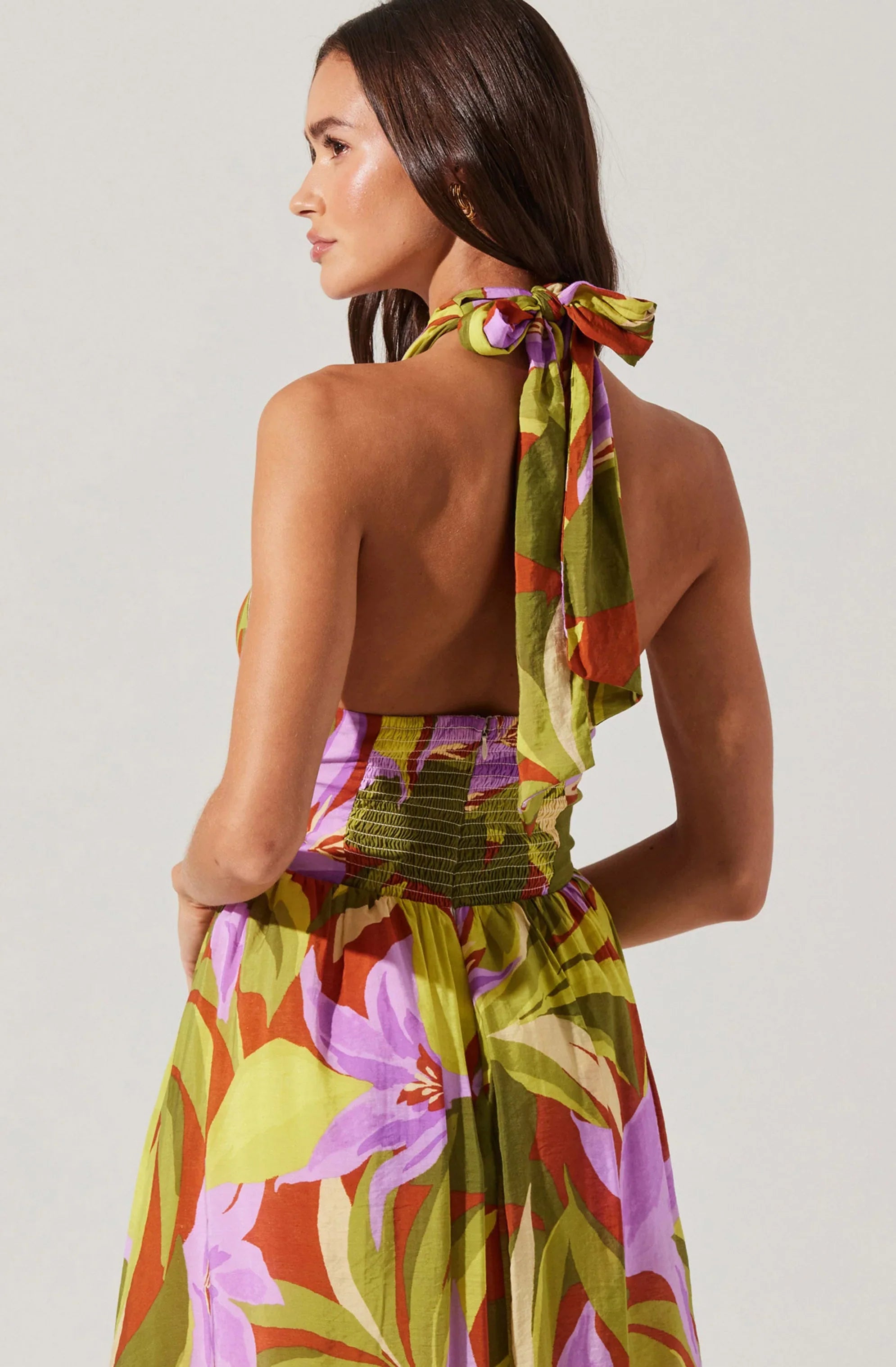 Lbruh Kalia Halter Floral Midi Dress