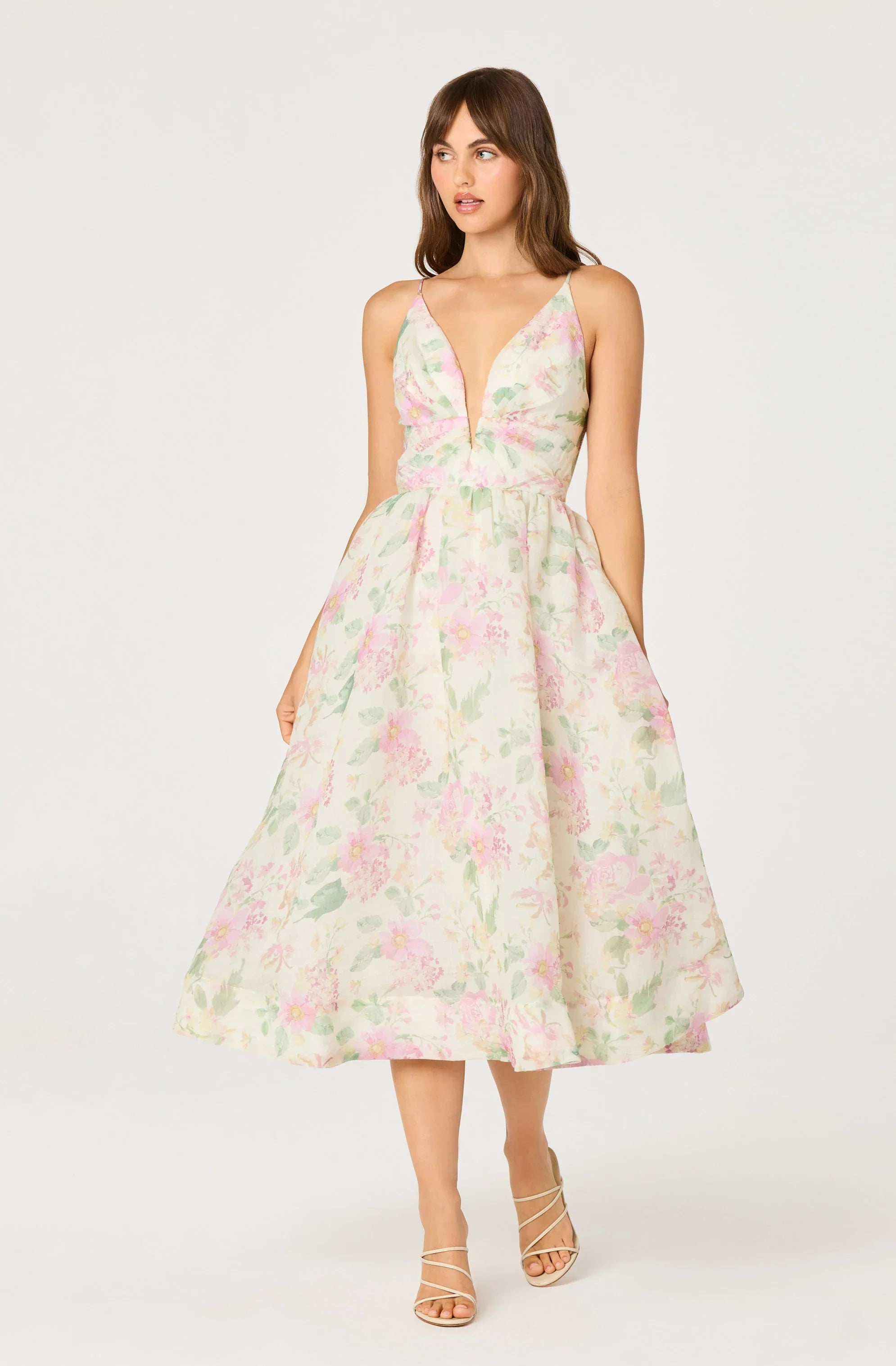 Inixyf Janna Floral Plunge Midi Dress