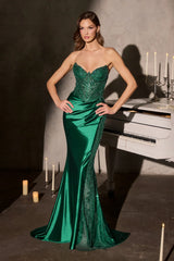 Vivica Gown - Beaded Corset Satin Gown