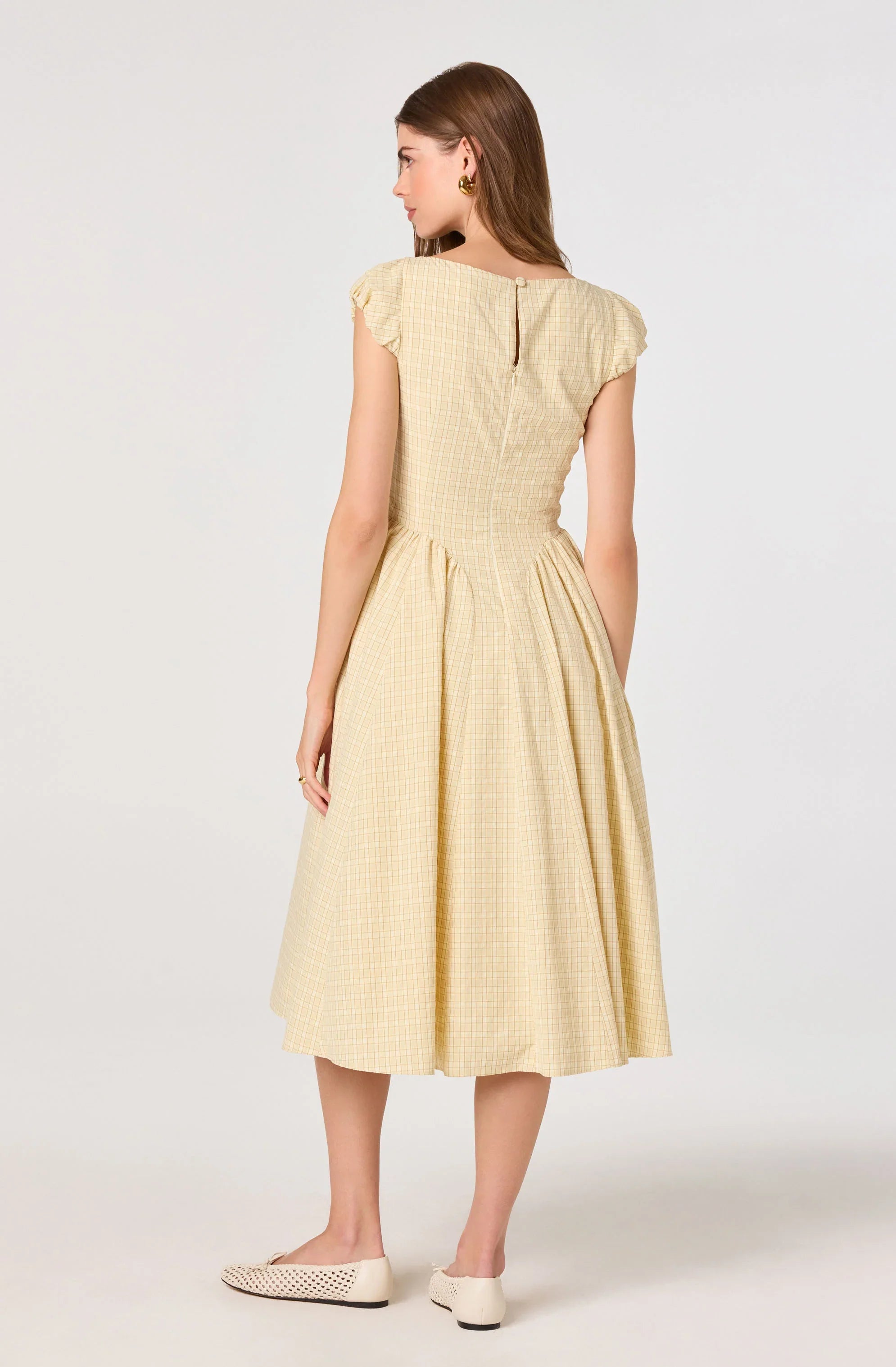 Inixyf Emalee Plaid A-Line Midi Dress