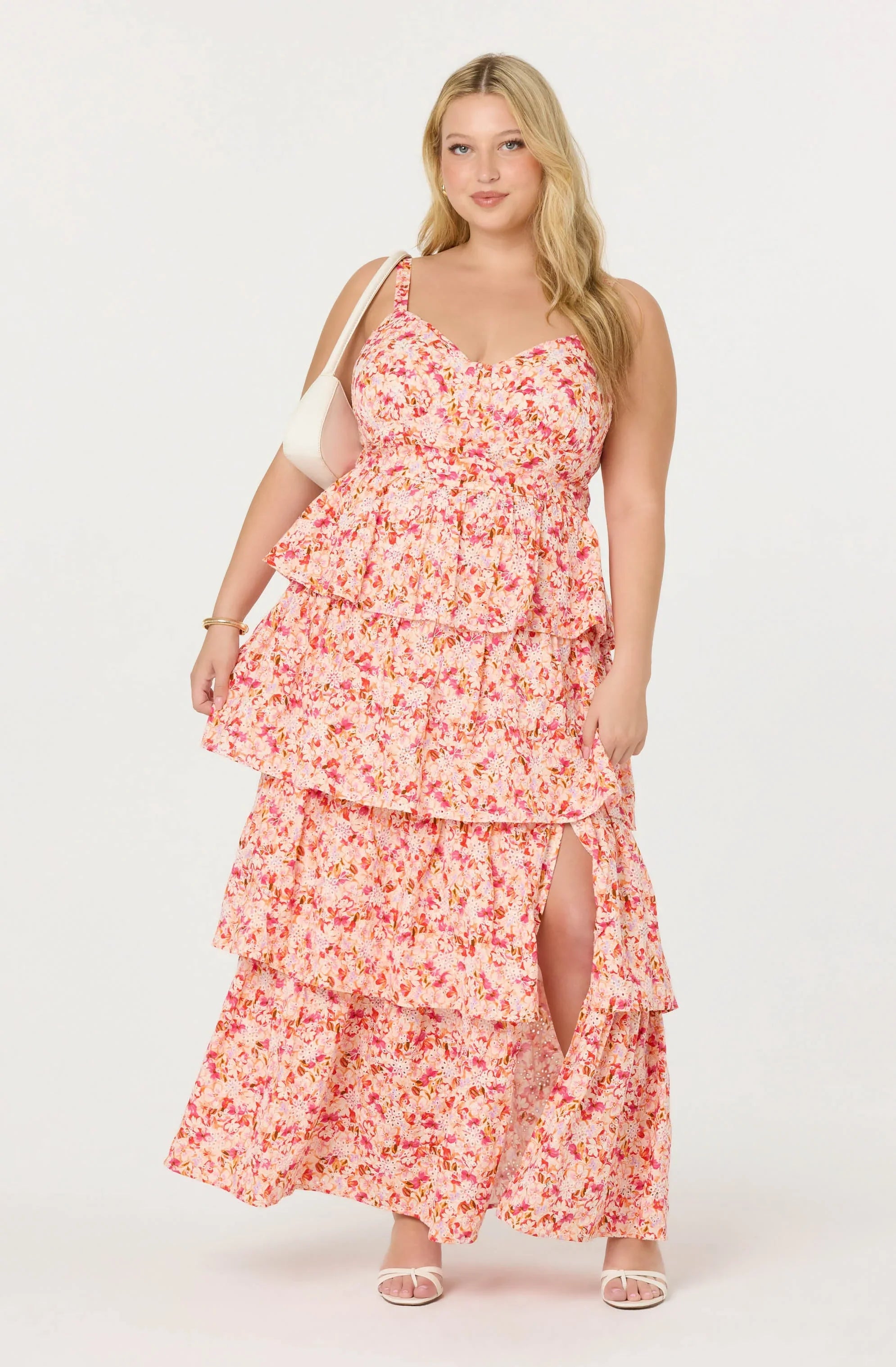 Lbruh Midsummer Eyelet Tiered Floral Maxi Dress