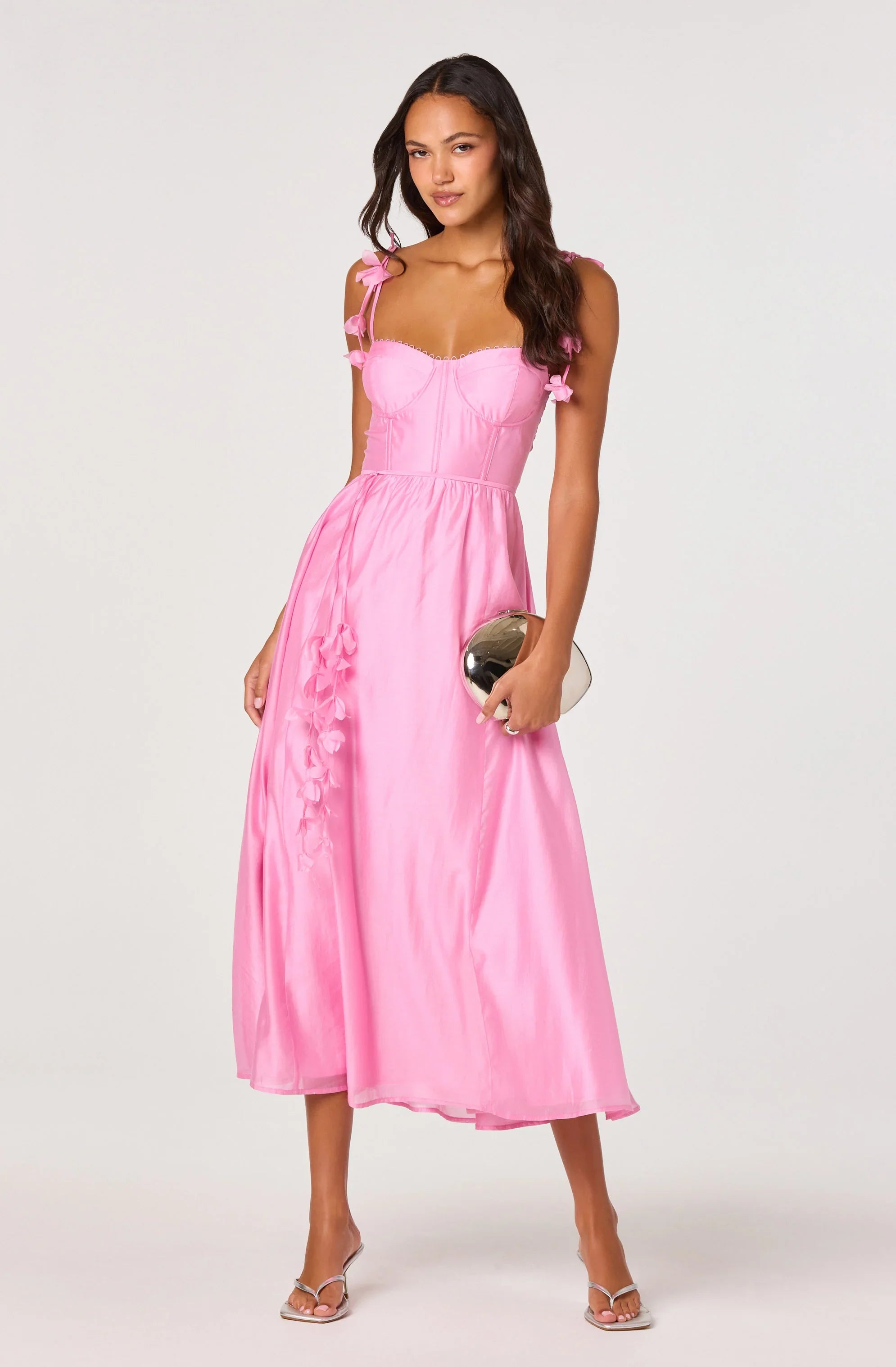Inixyf Halcyon 3D Flower Appliqué Midi Dress