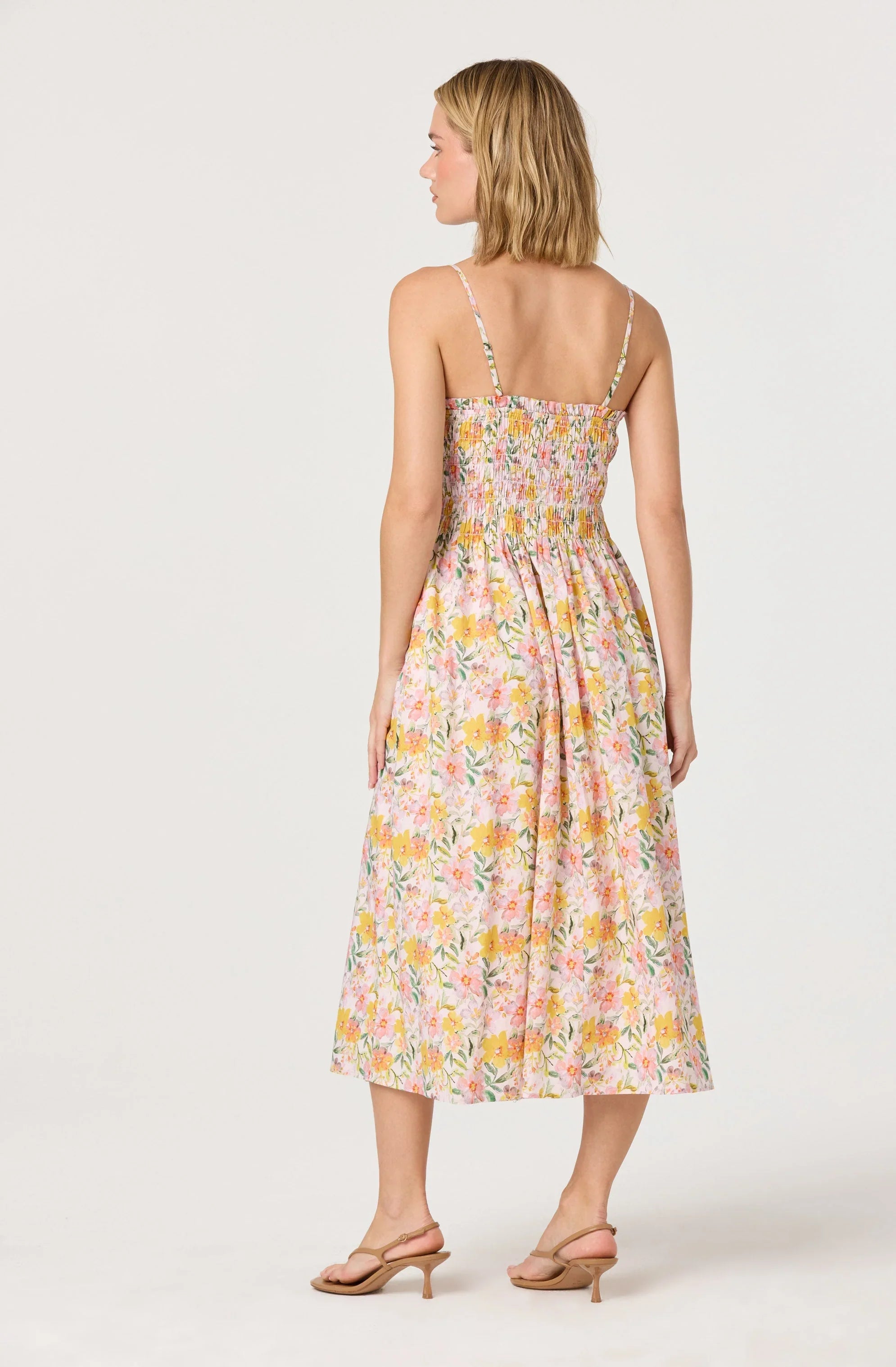 Lbruh Smocked Floral Midi Dress