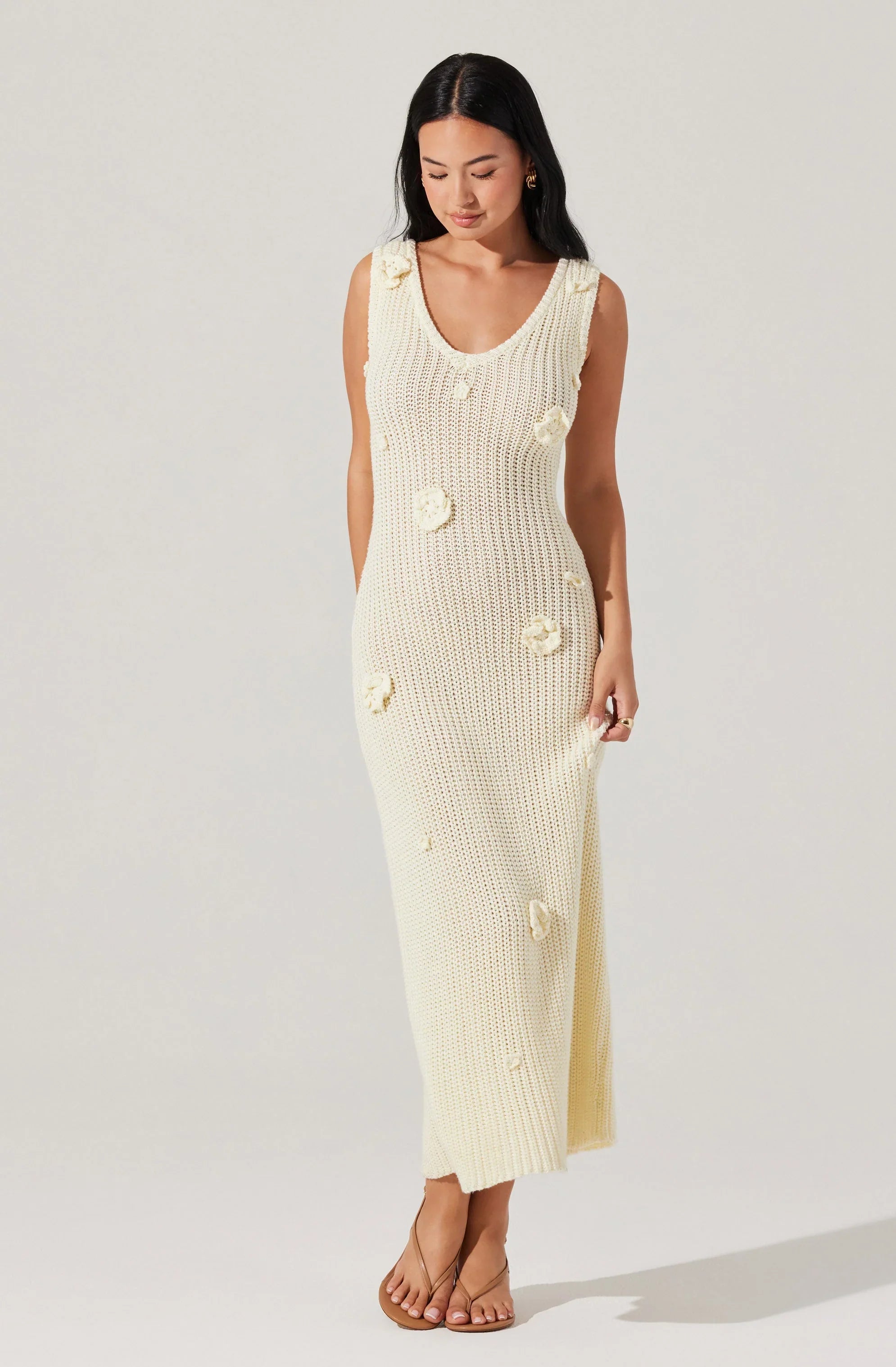 Lbruh Ainhoa 3D Floral Maxi Sweater Dress