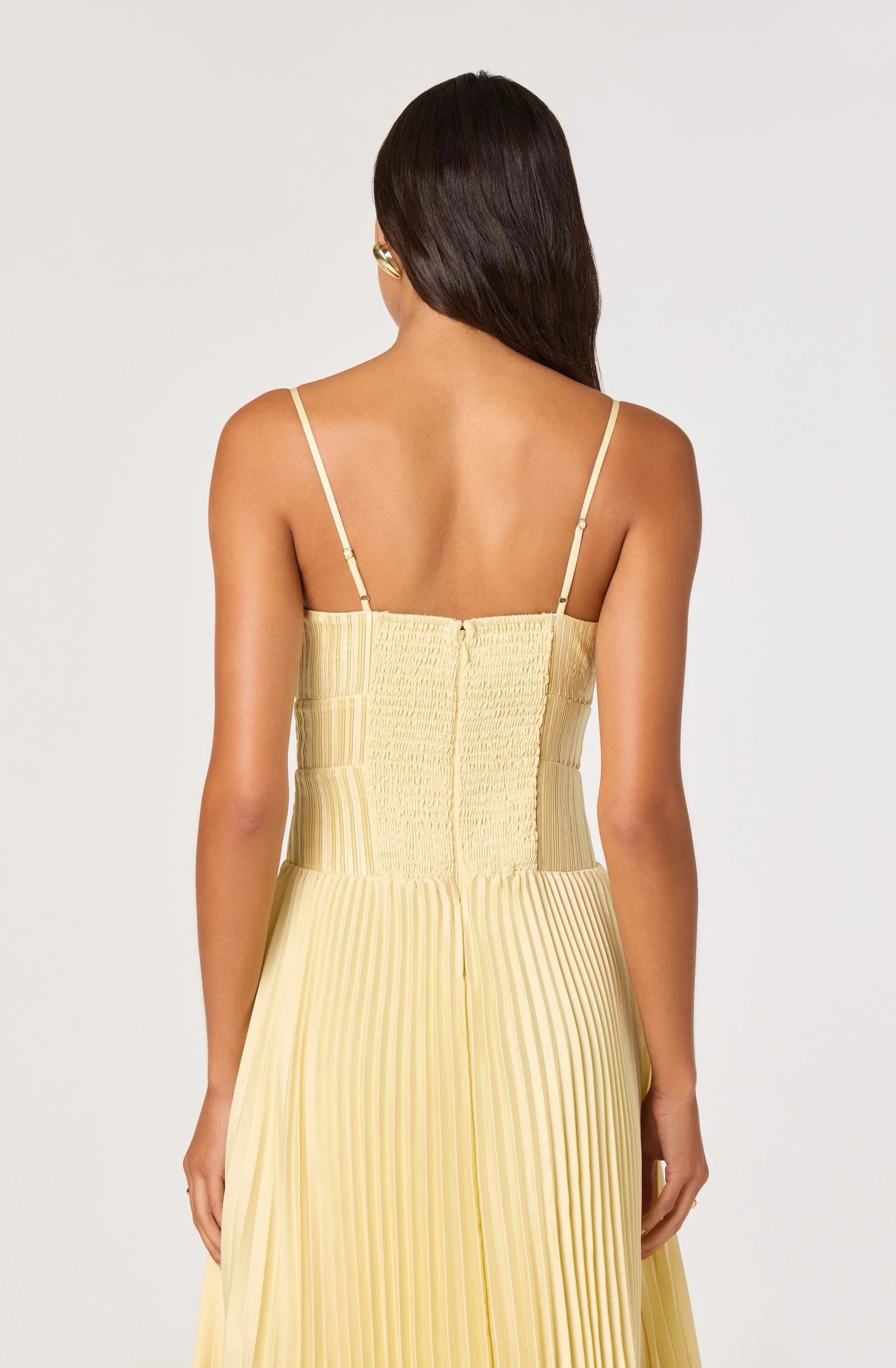 Inixyf Shionagh Satin Bow-Detail Pleated Midi Dress