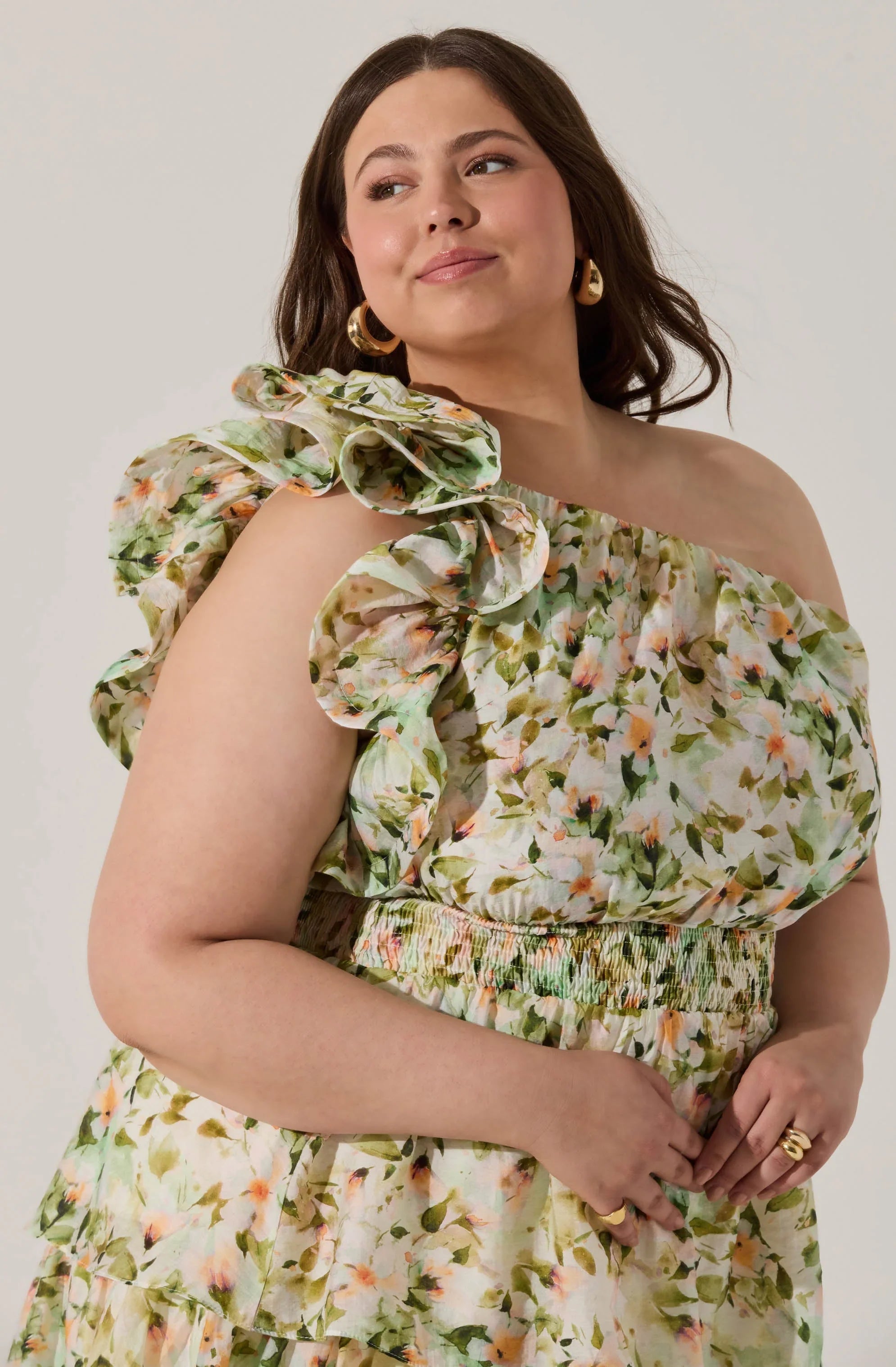 Lbruh Imelda One Shoulder Floral Maxi Dress