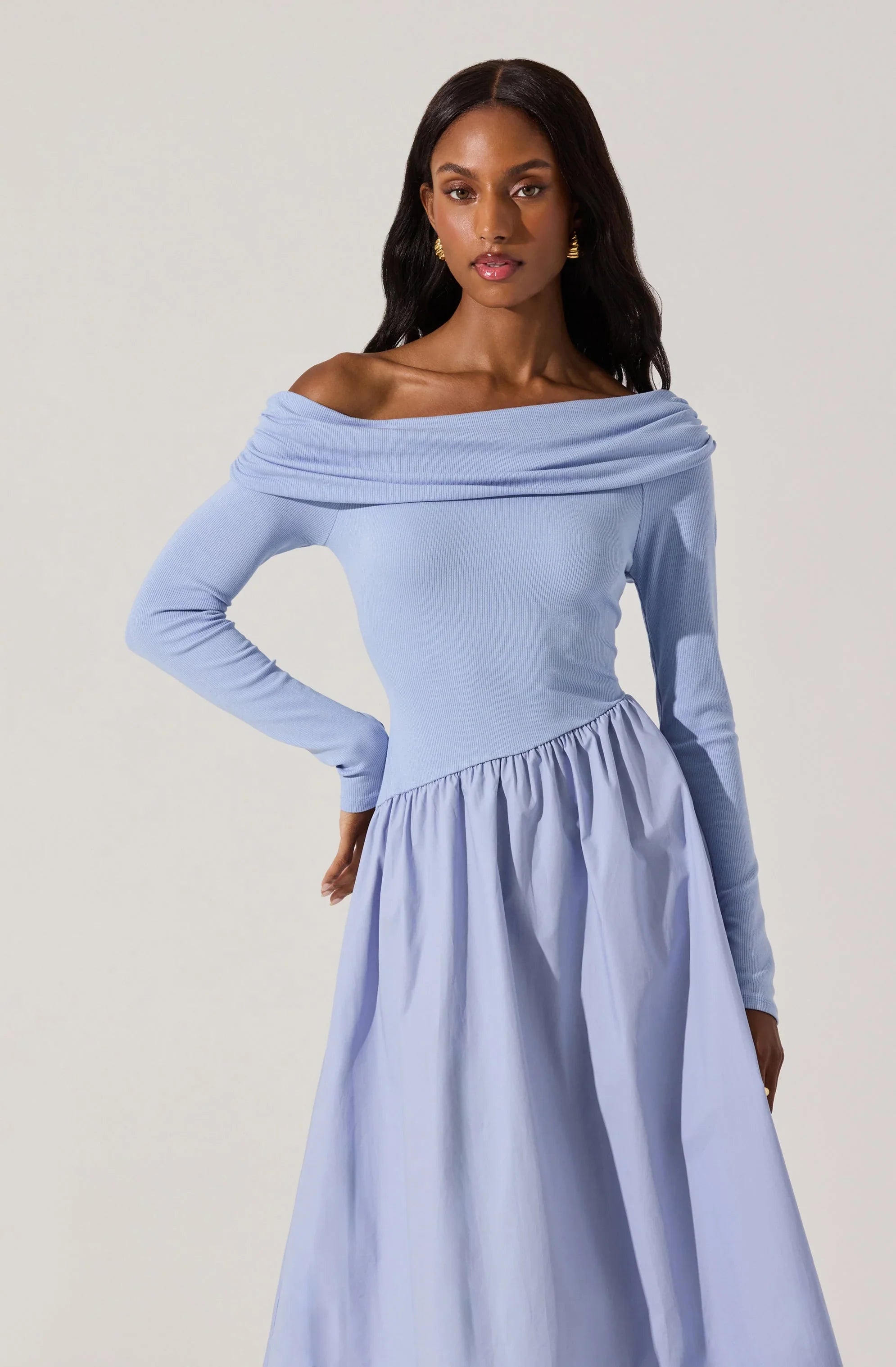 Lbruh Mixed Media Off Shoulder Dress