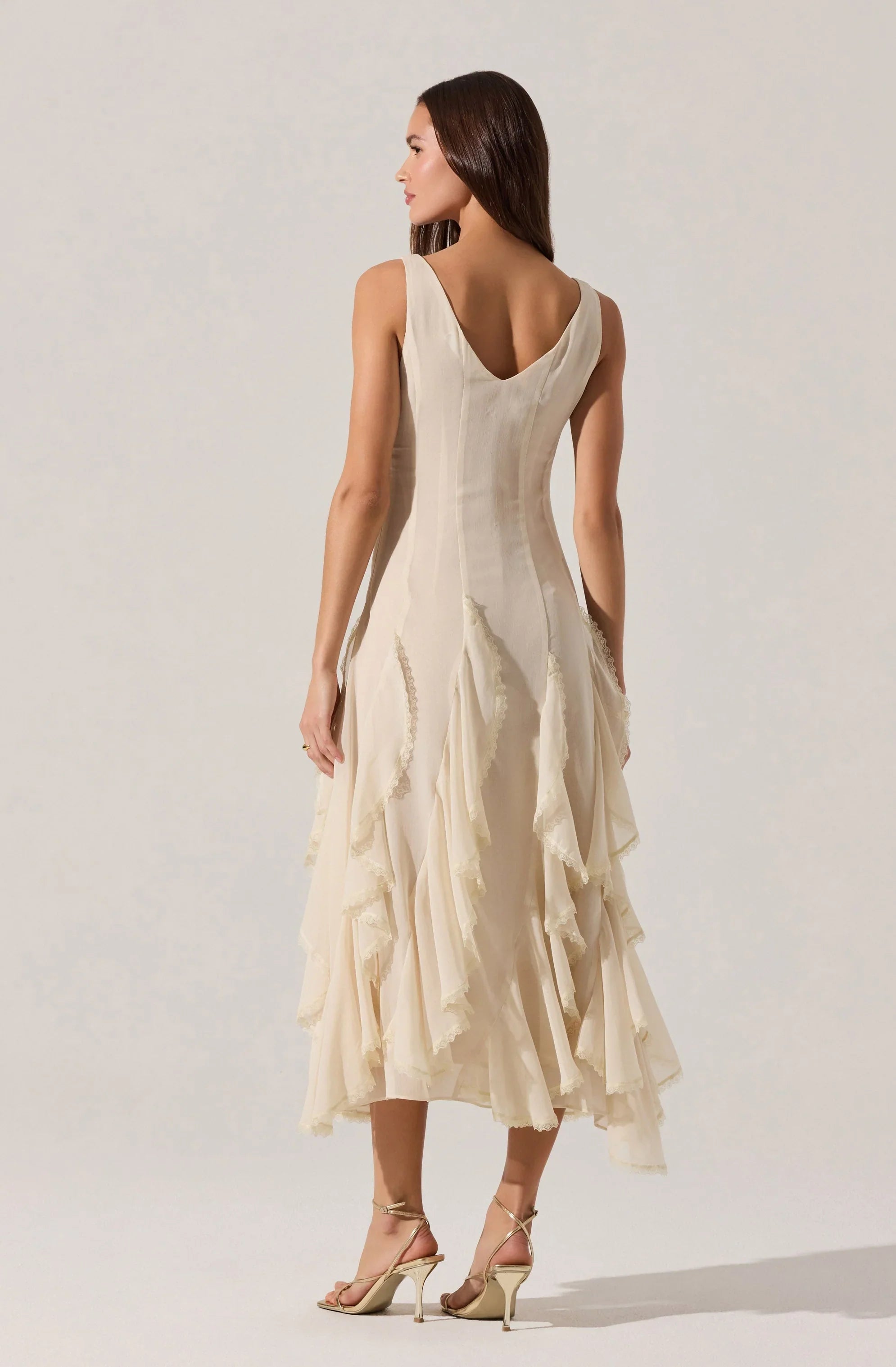 Lbruh Philomene V-Neck Ruffle Trim Dress
