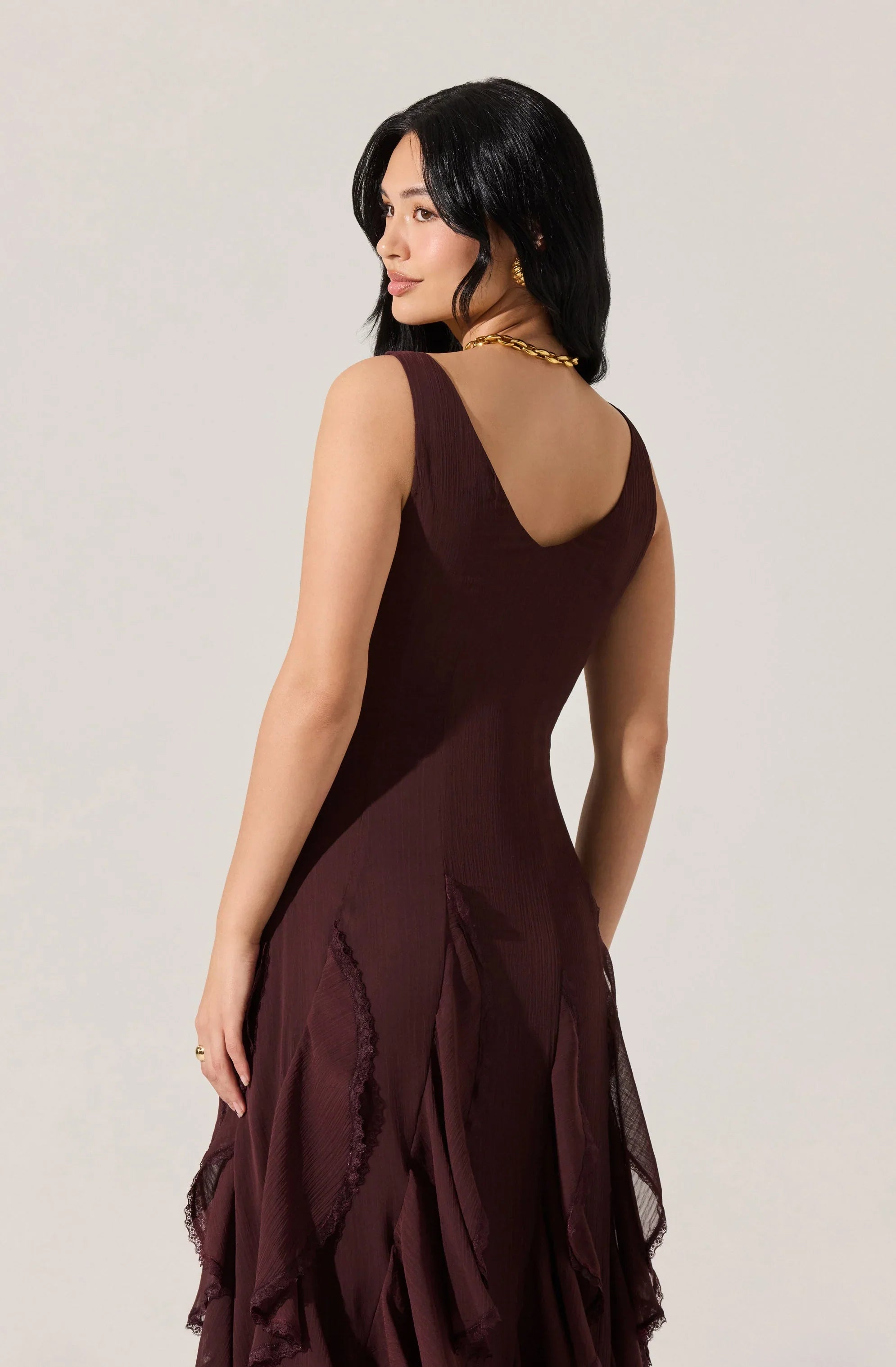 Lbruh Philomene V-Neck Ruffle Trim Dress