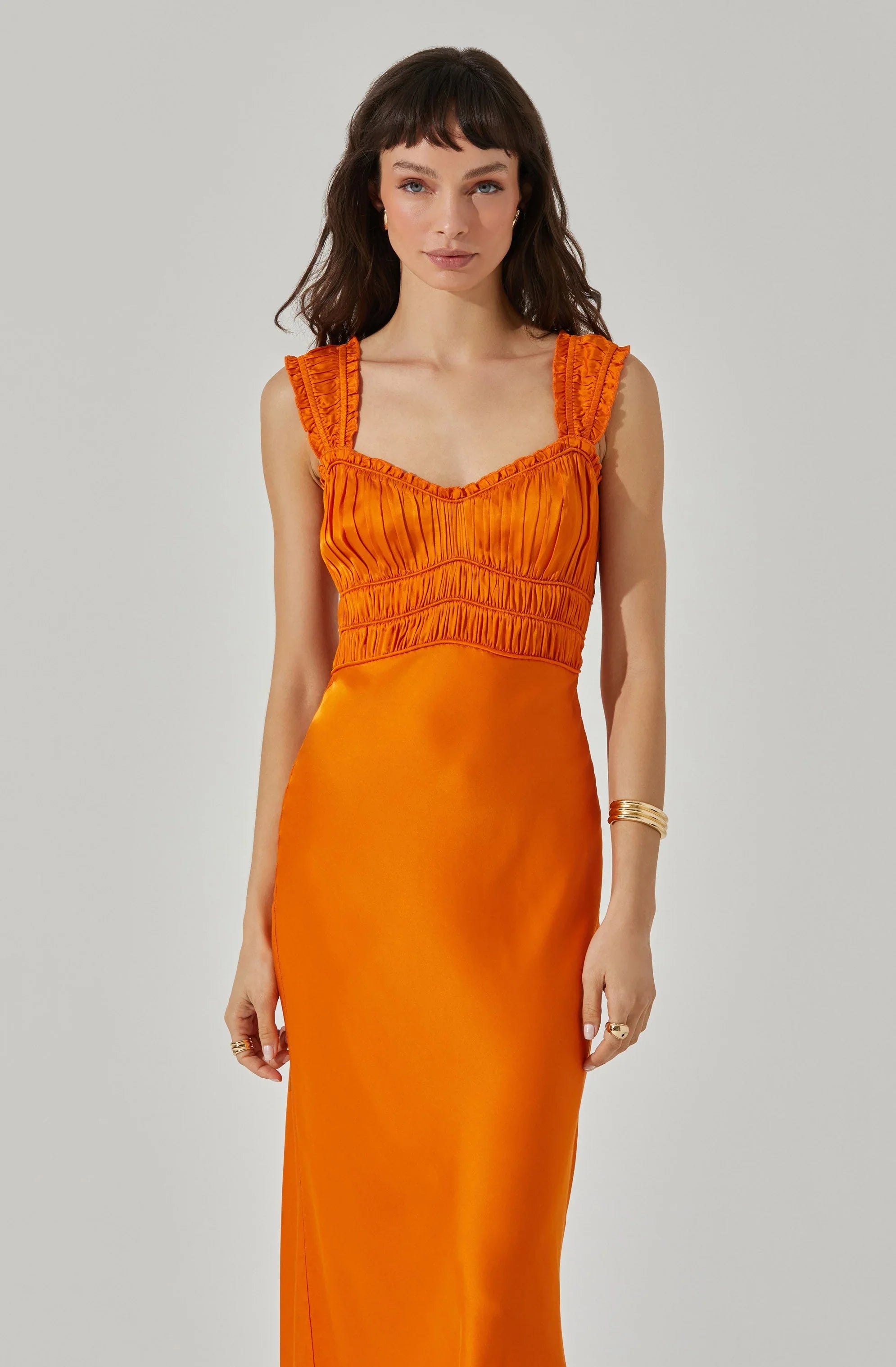 Lbruh Enola Satin Smocked Midi Dress