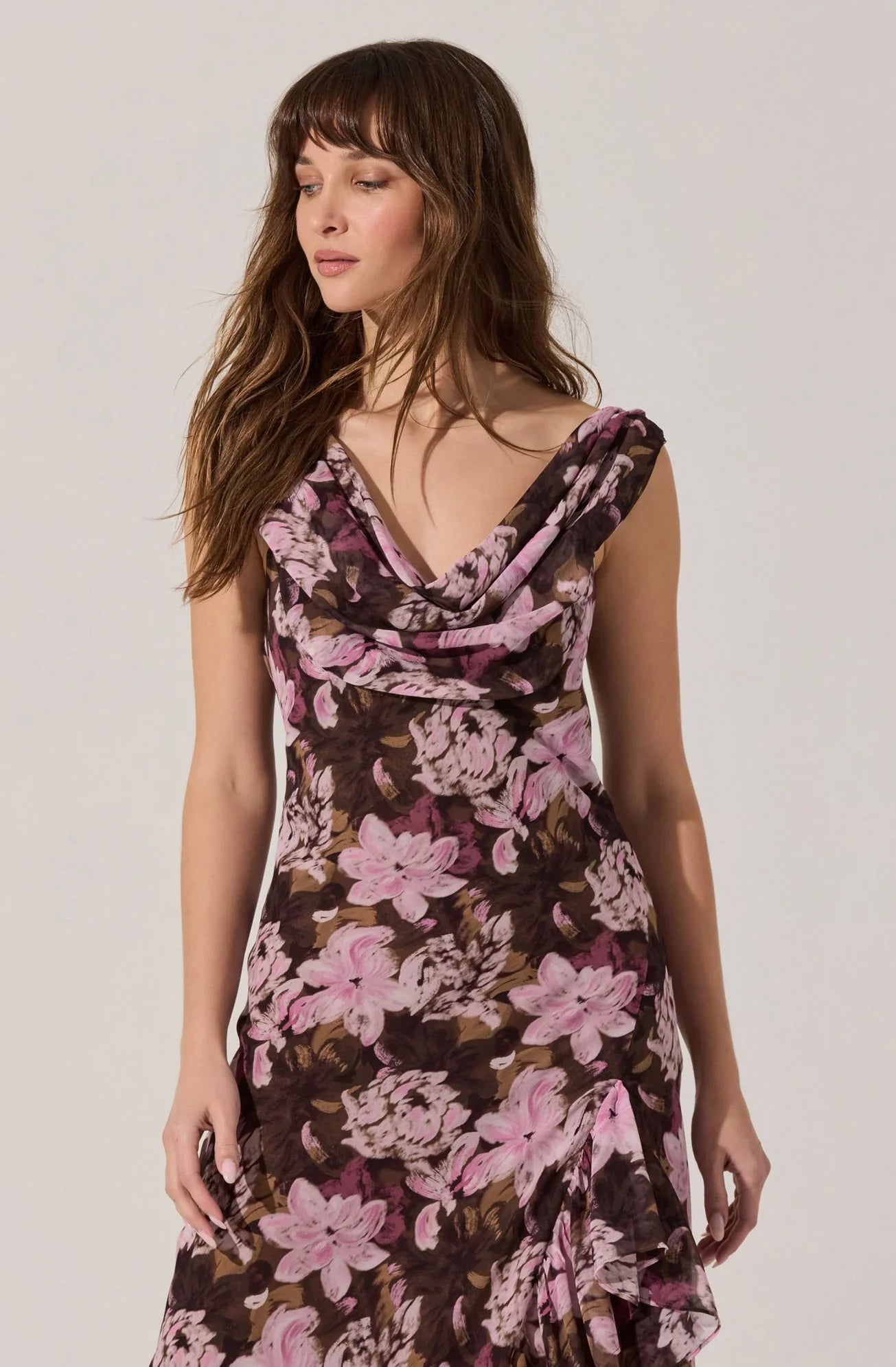 Lbruh Cecilia Floral Cowl Neck Maxi Dress