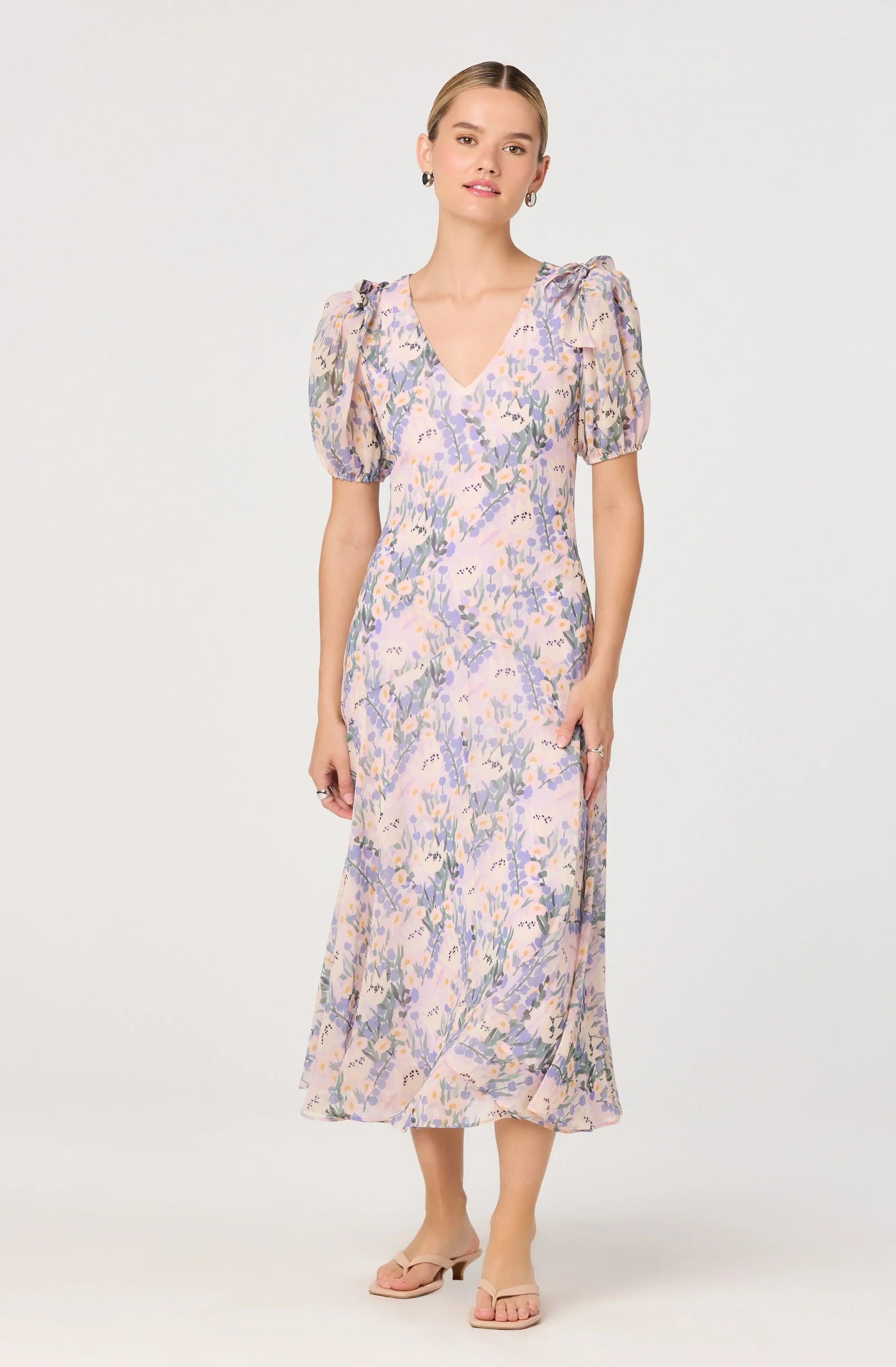 Lbruh Jessenia Floral Puff Sleeve Midi Dress