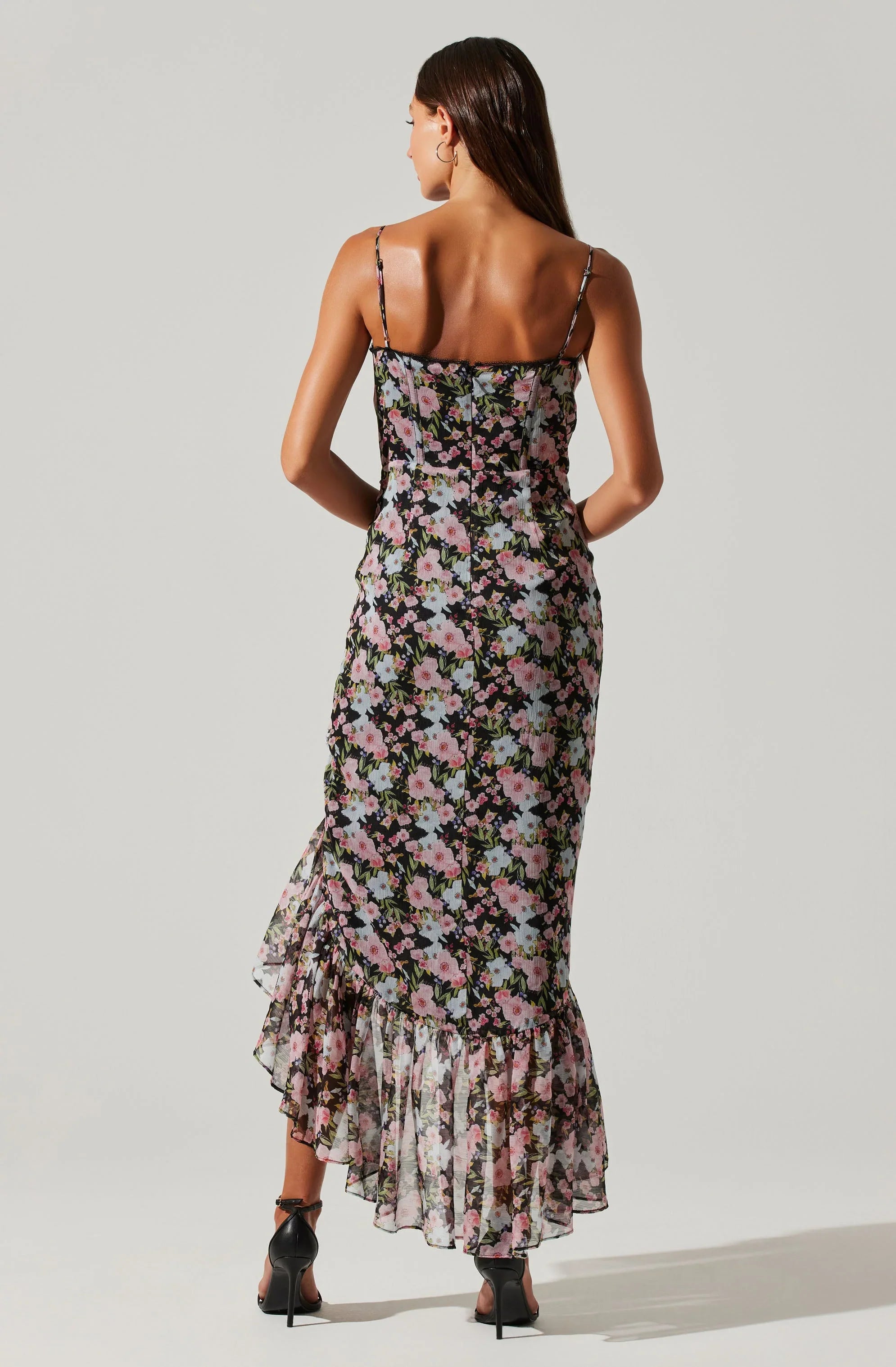 Lbruh Brisbane Asymmetrical Floral Midi Dress