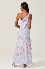 Lbruh Levina Asymmetric Floral Ruffle Maxi Dress