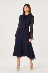 Lbruh Tie Neck Midi Dress