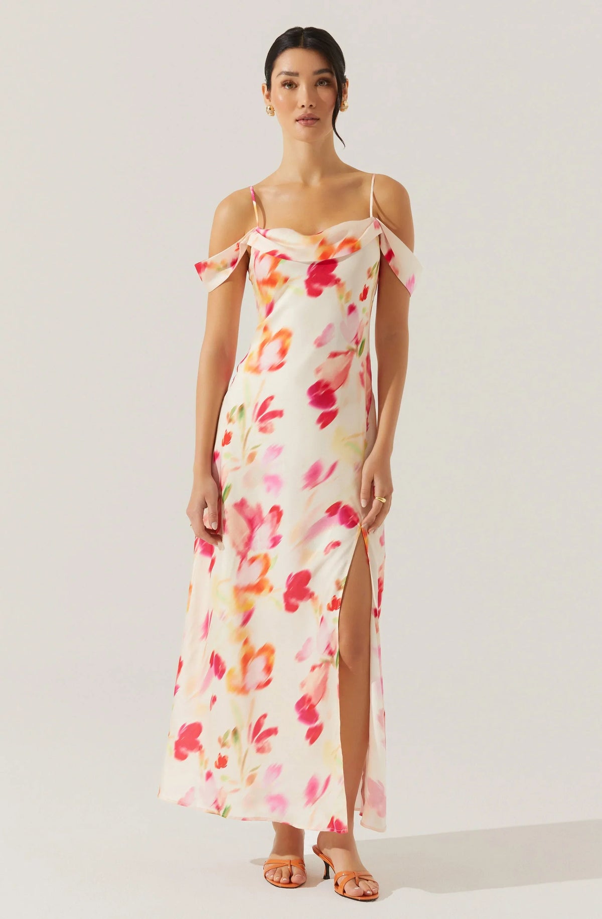 Lbruh Kitura Cold Shoulder Floral Maxi Dress