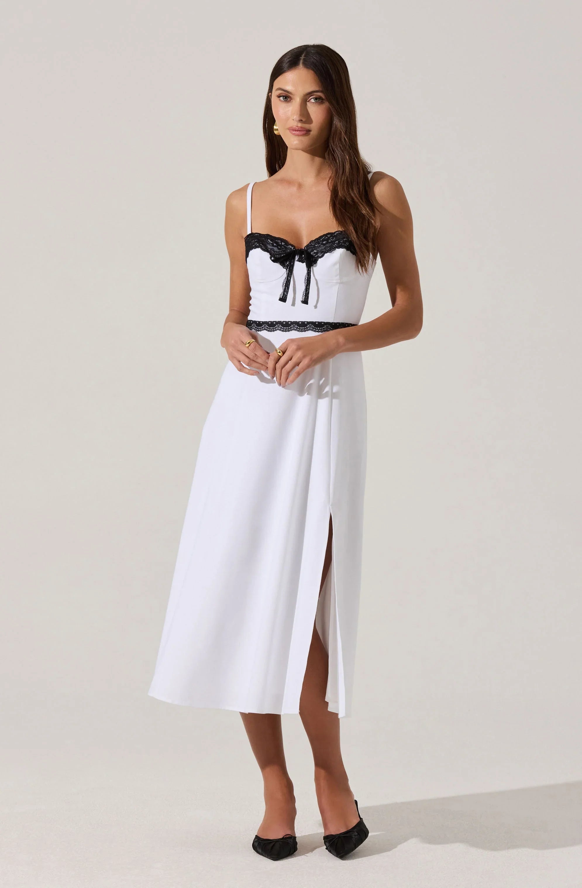 Lbruh Contrast Lace Bustier Midi Dress