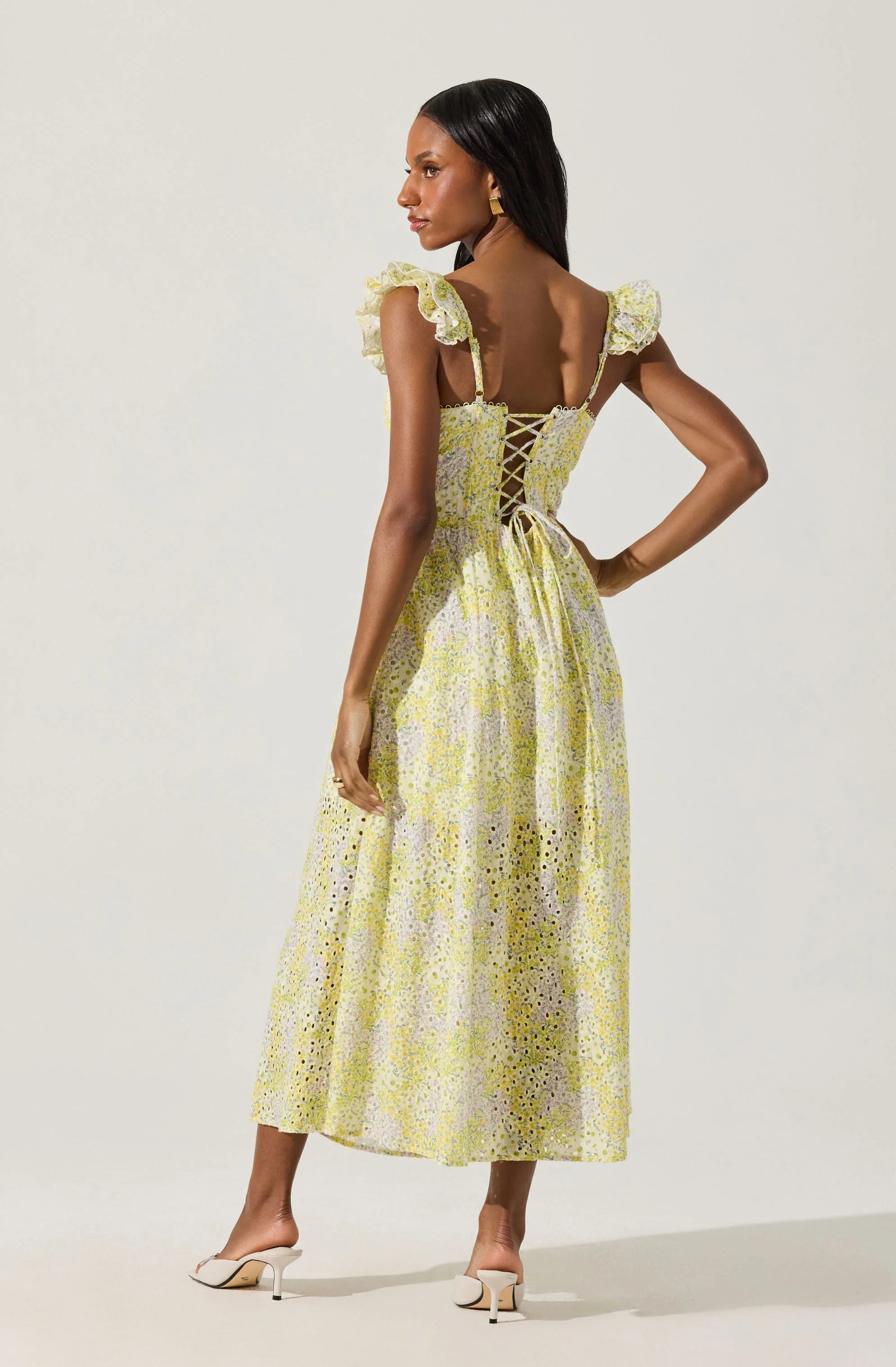 Lbruh Wedelia Eyelet Bustier Floral Midi Dress