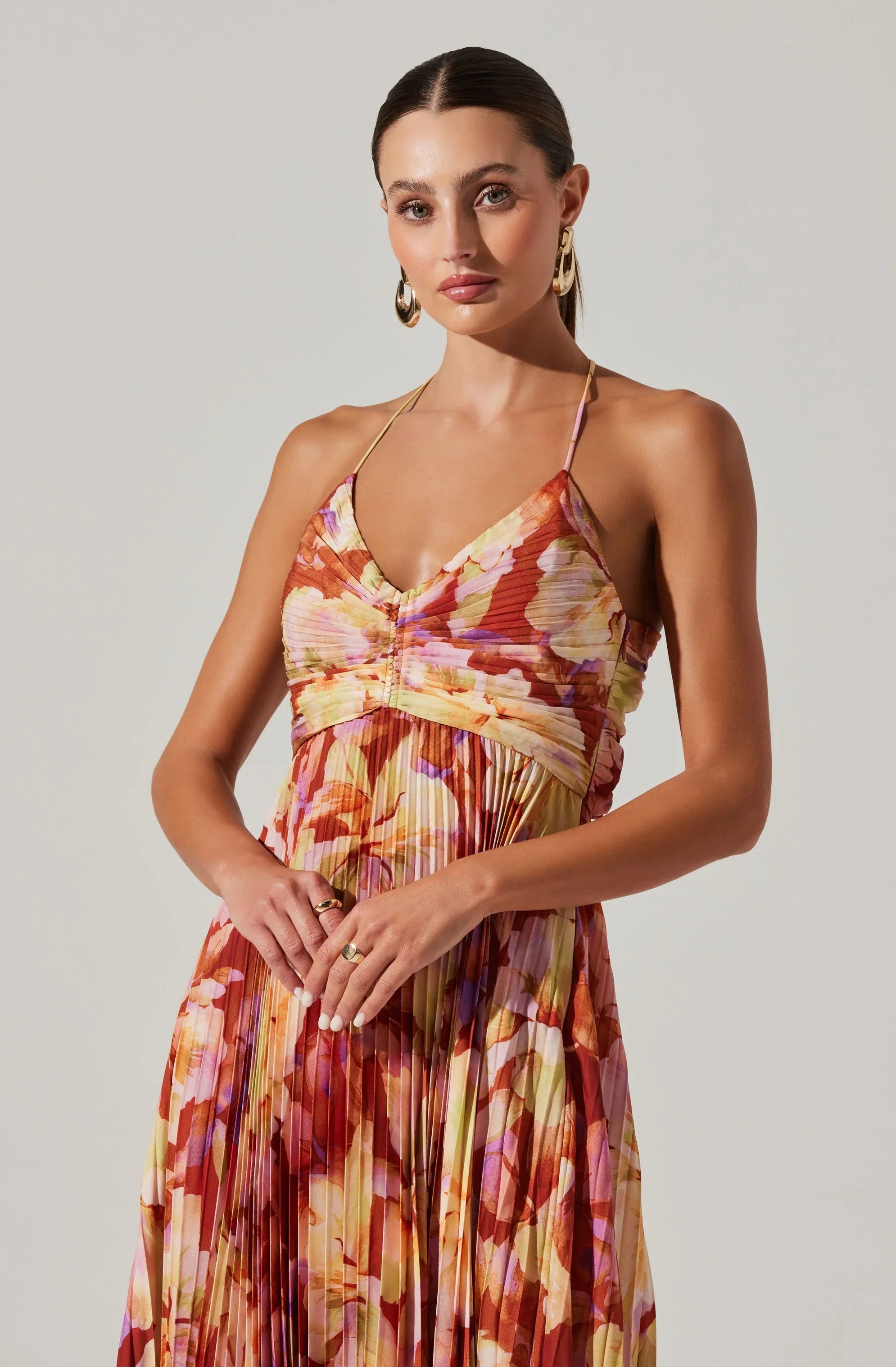 Inixyf Blythe Floral Plisse Midi Dress