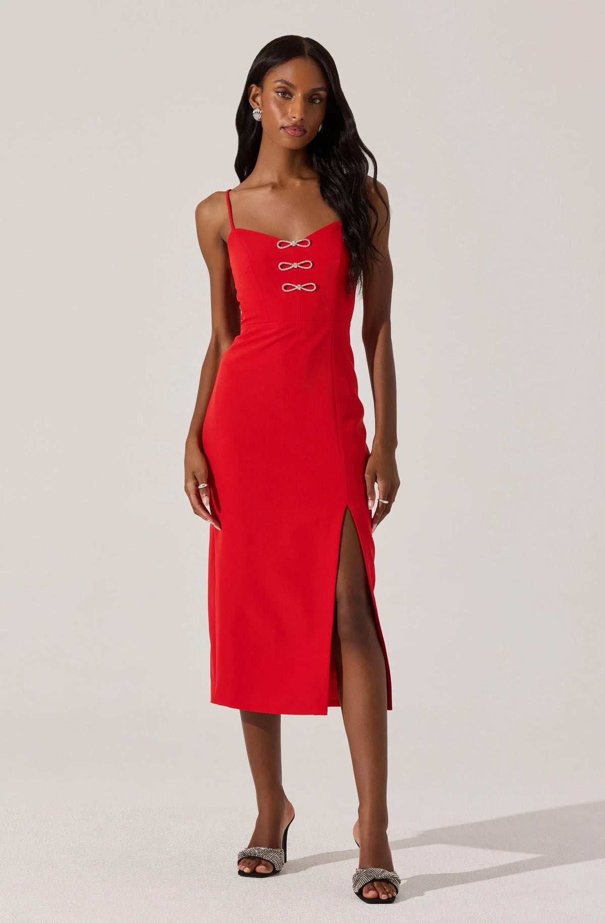 Lbruh Embellished Bow Detail Midi Dress