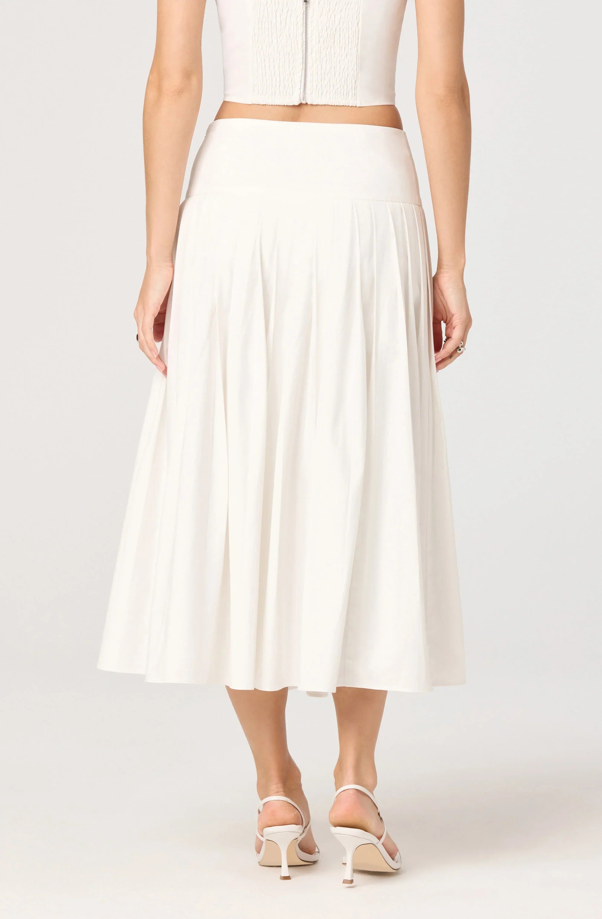 Inixyf Aubrianna Pleated Drop-Waist Midi Skirt