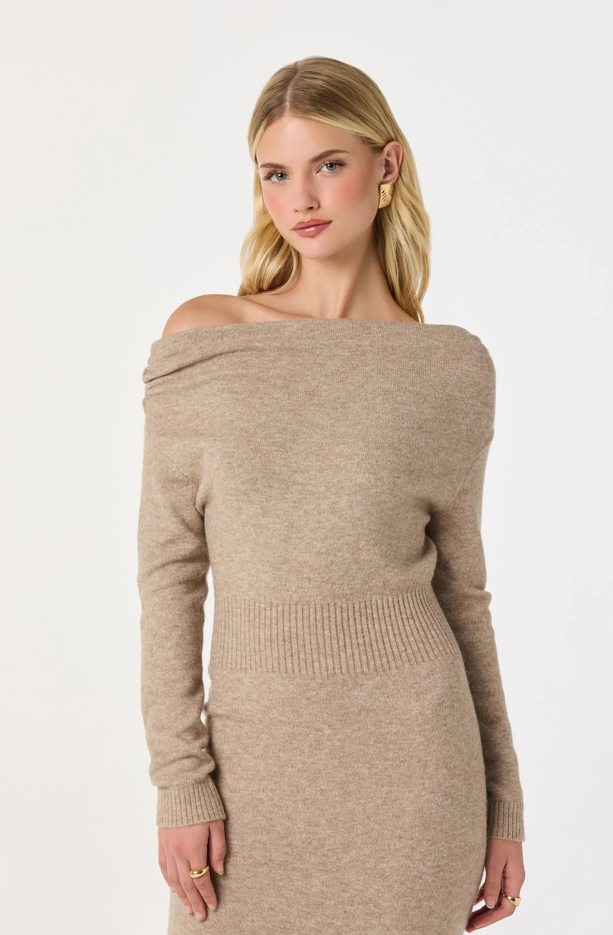 Lbruh One Shoulder Midi Sweater Dress