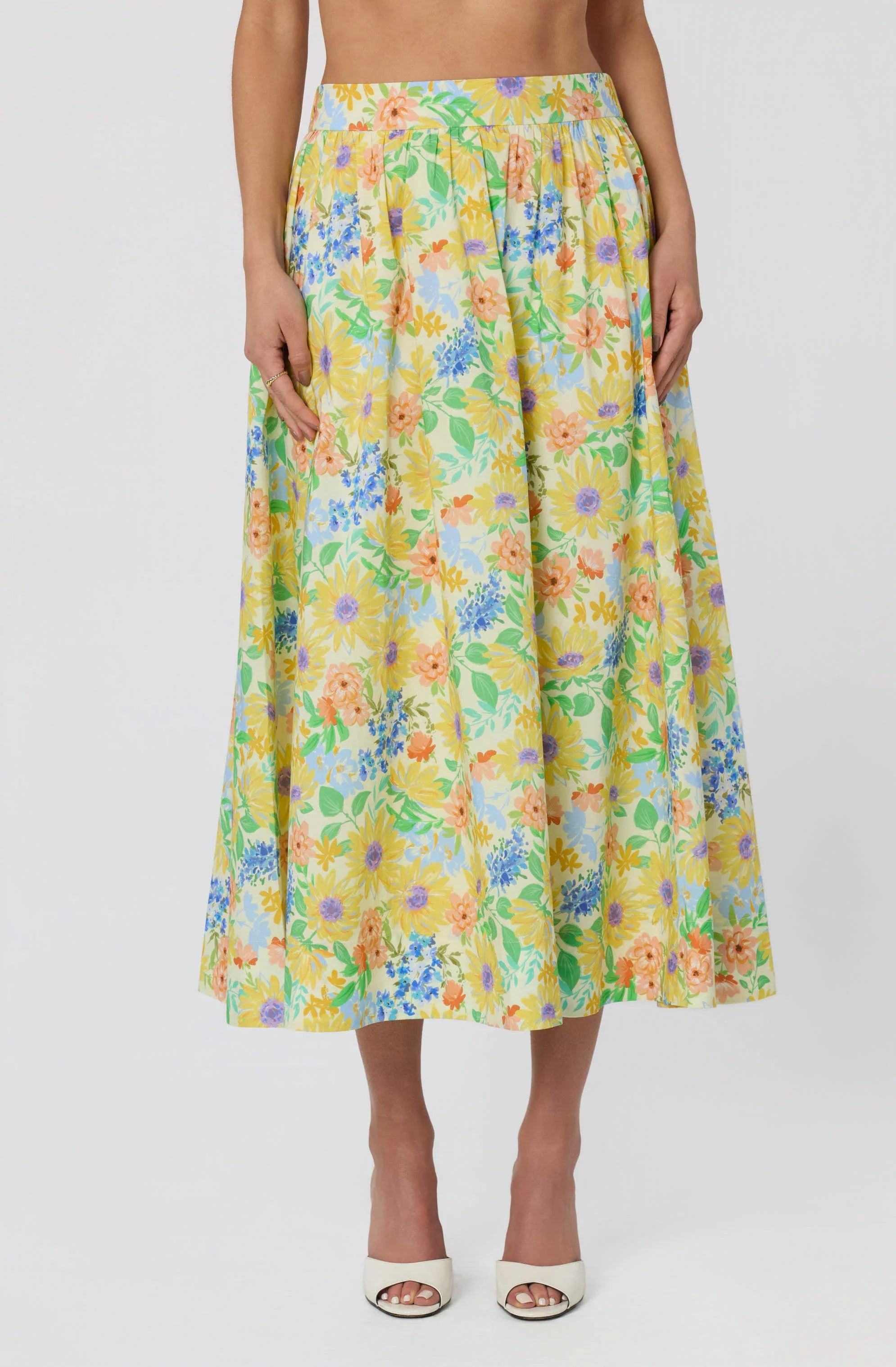 Inixyf Jolie Floral Gathered Midi Skirt