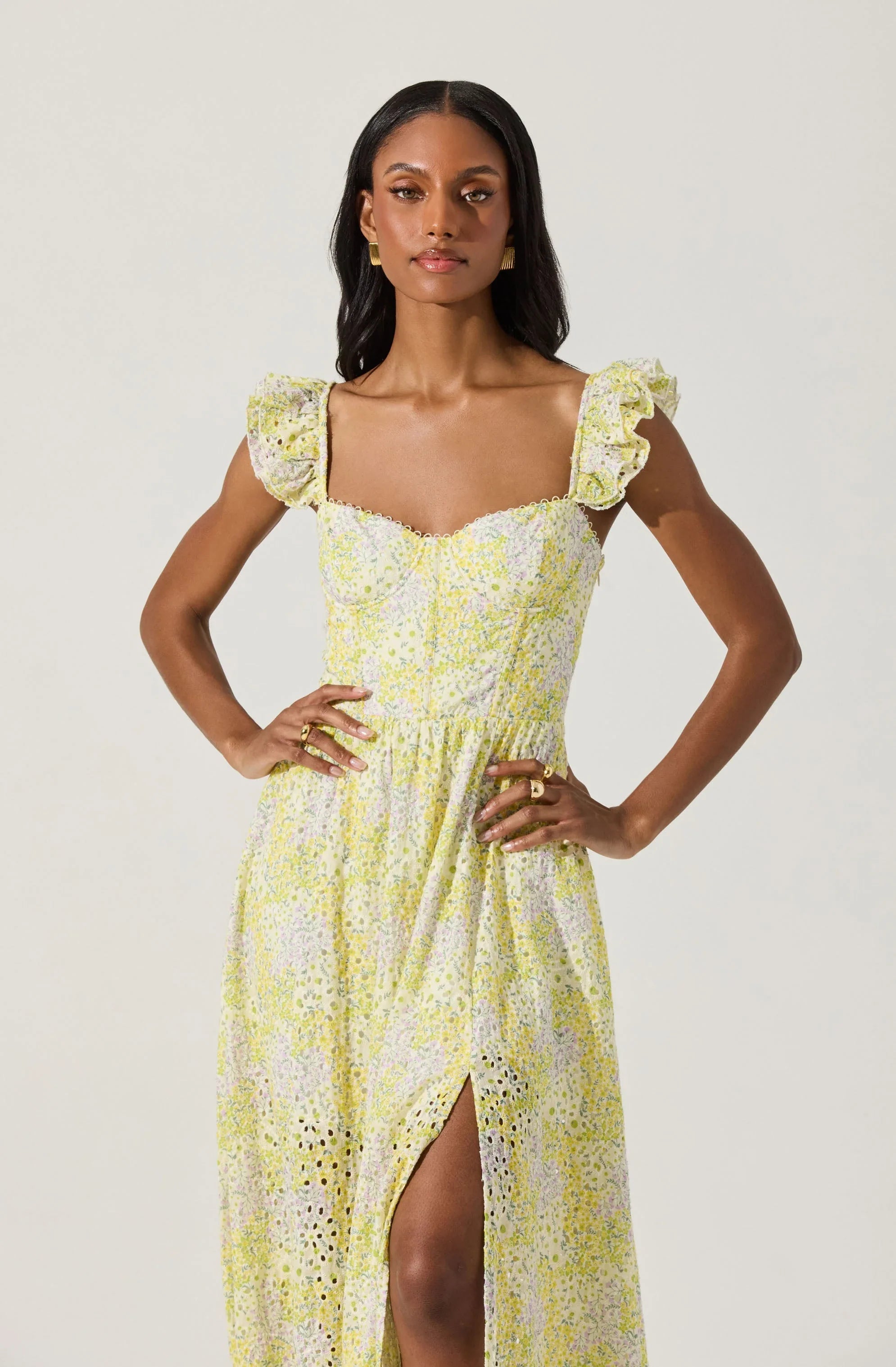 Lbruh Wedelia Eyelet Bustier Floral Midi Dress