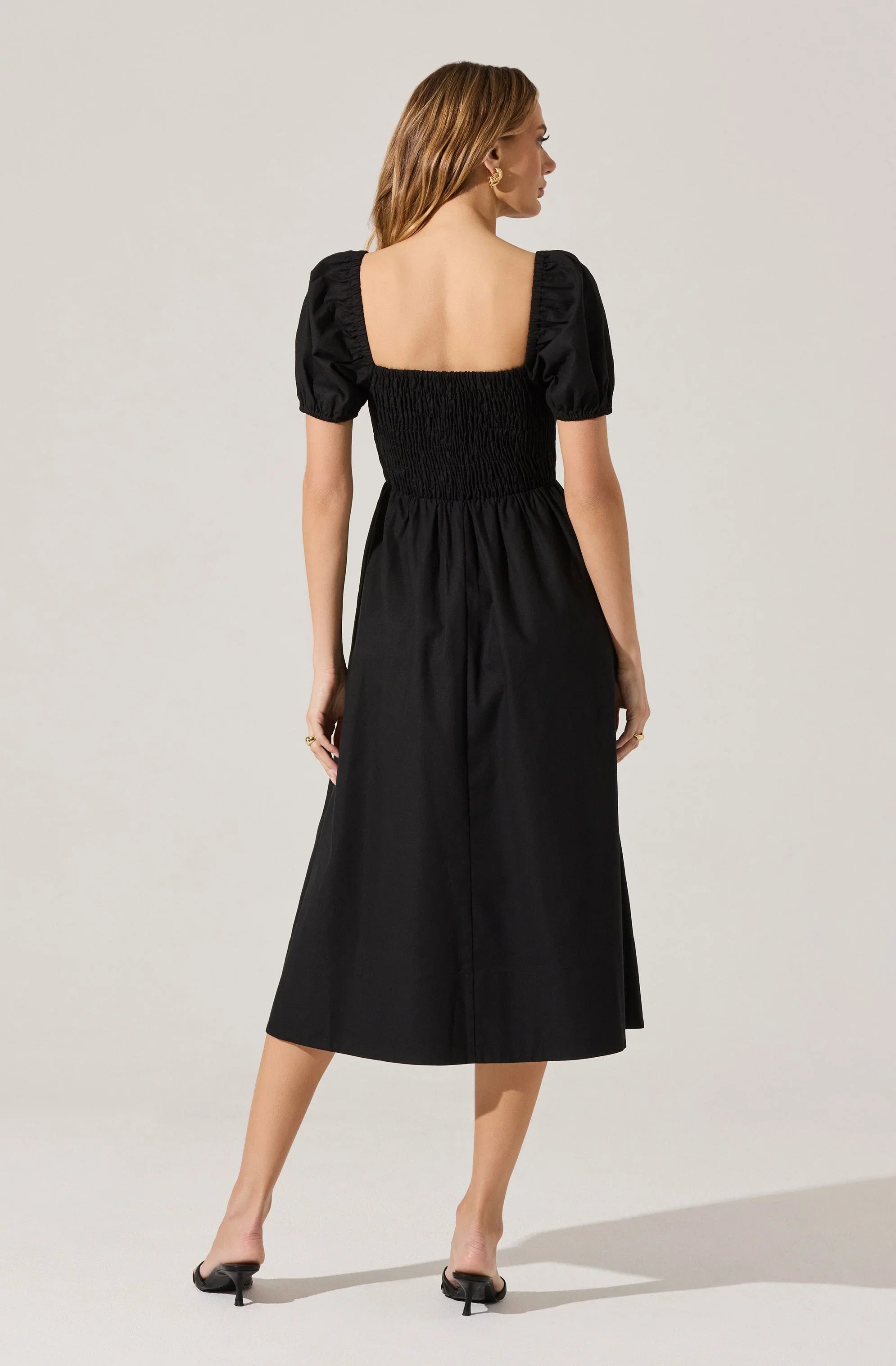 Lbruh Smocked Bow Midi Dress