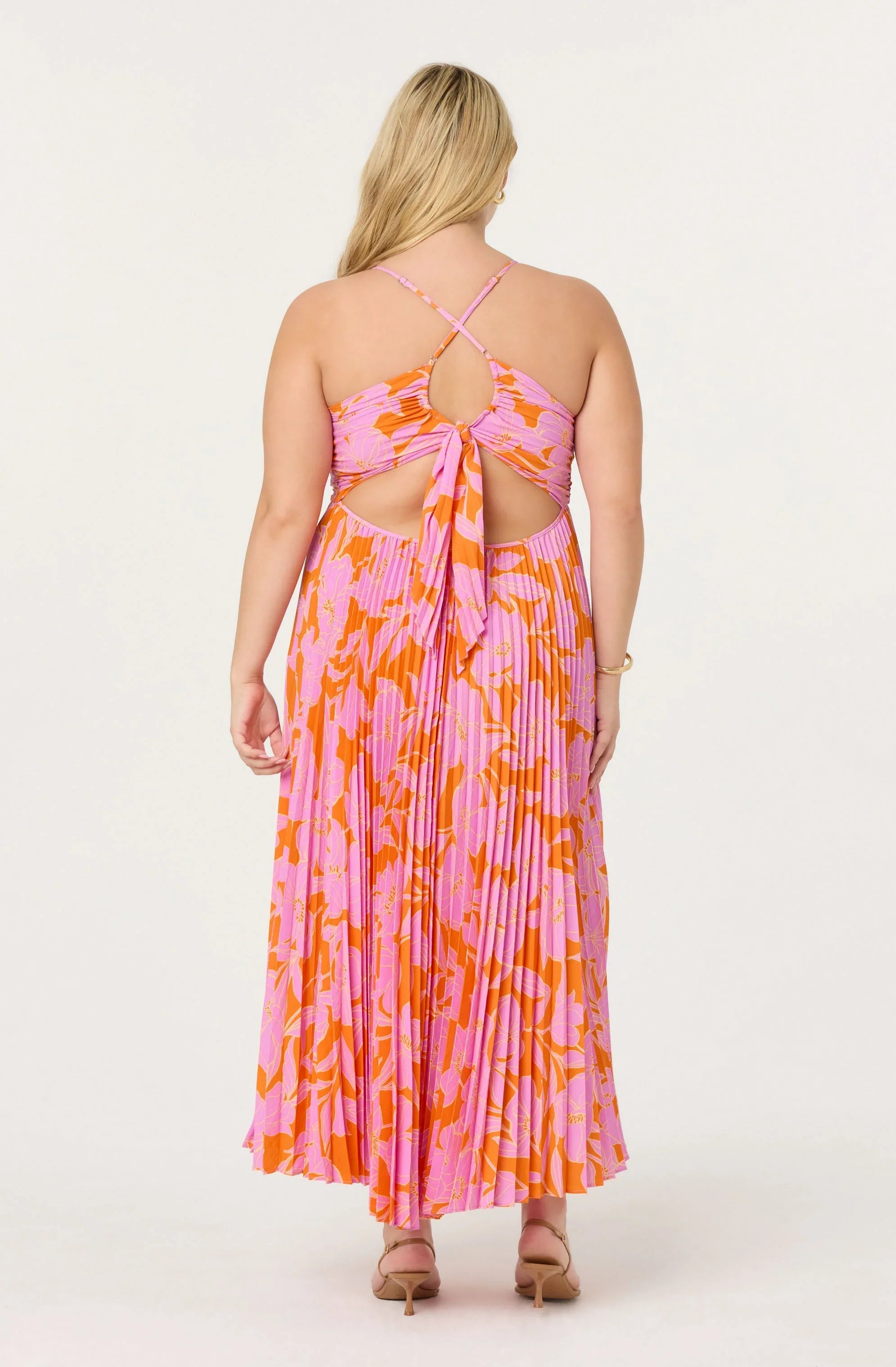 Inixyf Blythe Floral Plisse Midi Dress