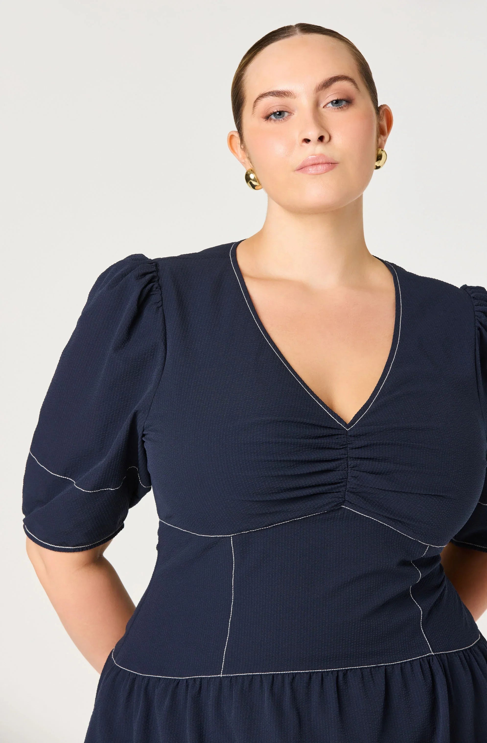 Lbruh Samarra Contrast Stitch Midi Dress