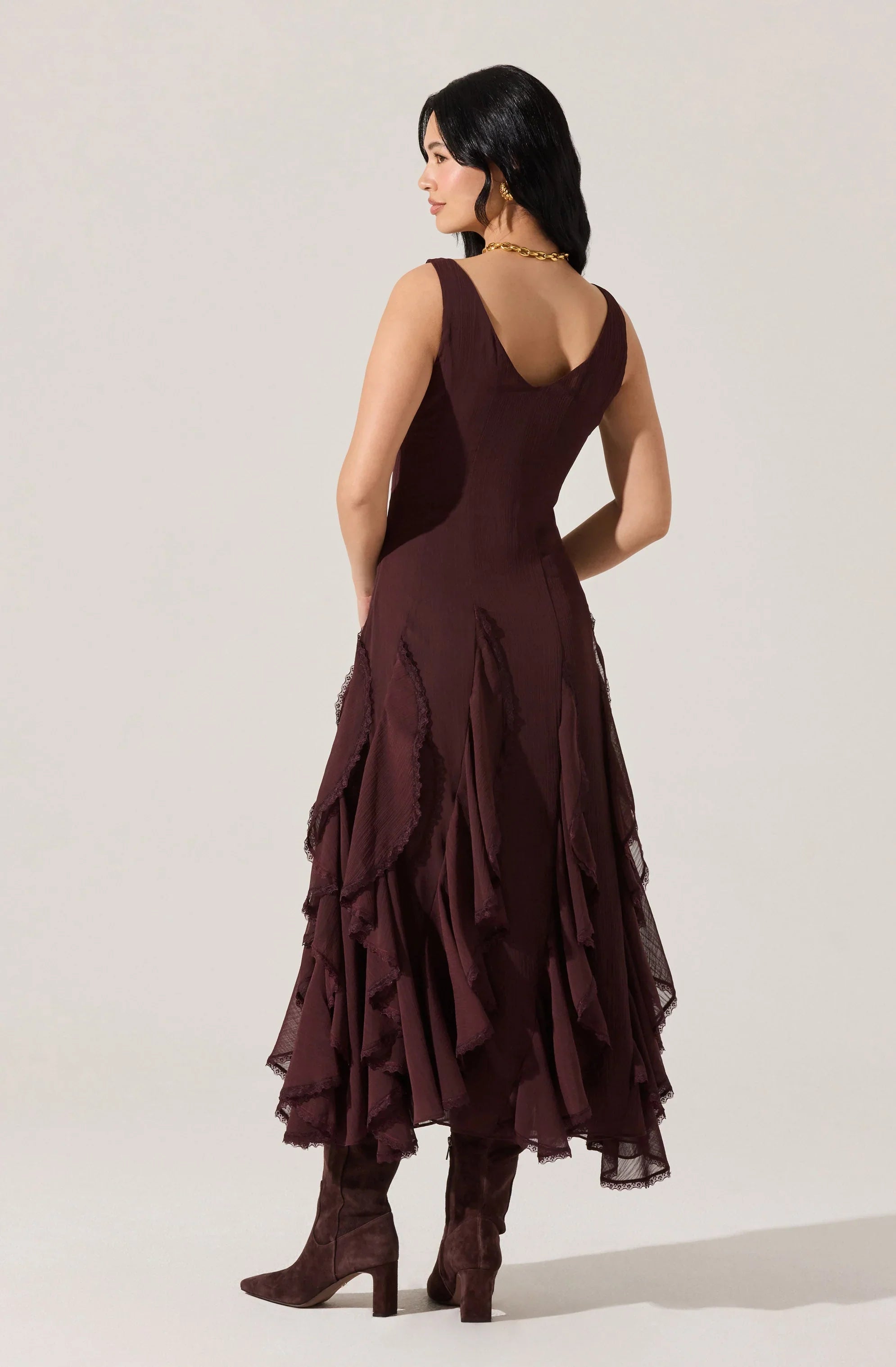 Lbruh Philomene V-Neck Ruffle Trim Dress
