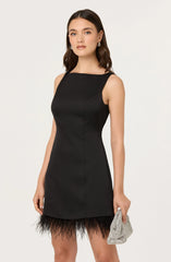Lbruh Alisanne Feather Trim Mini Dress