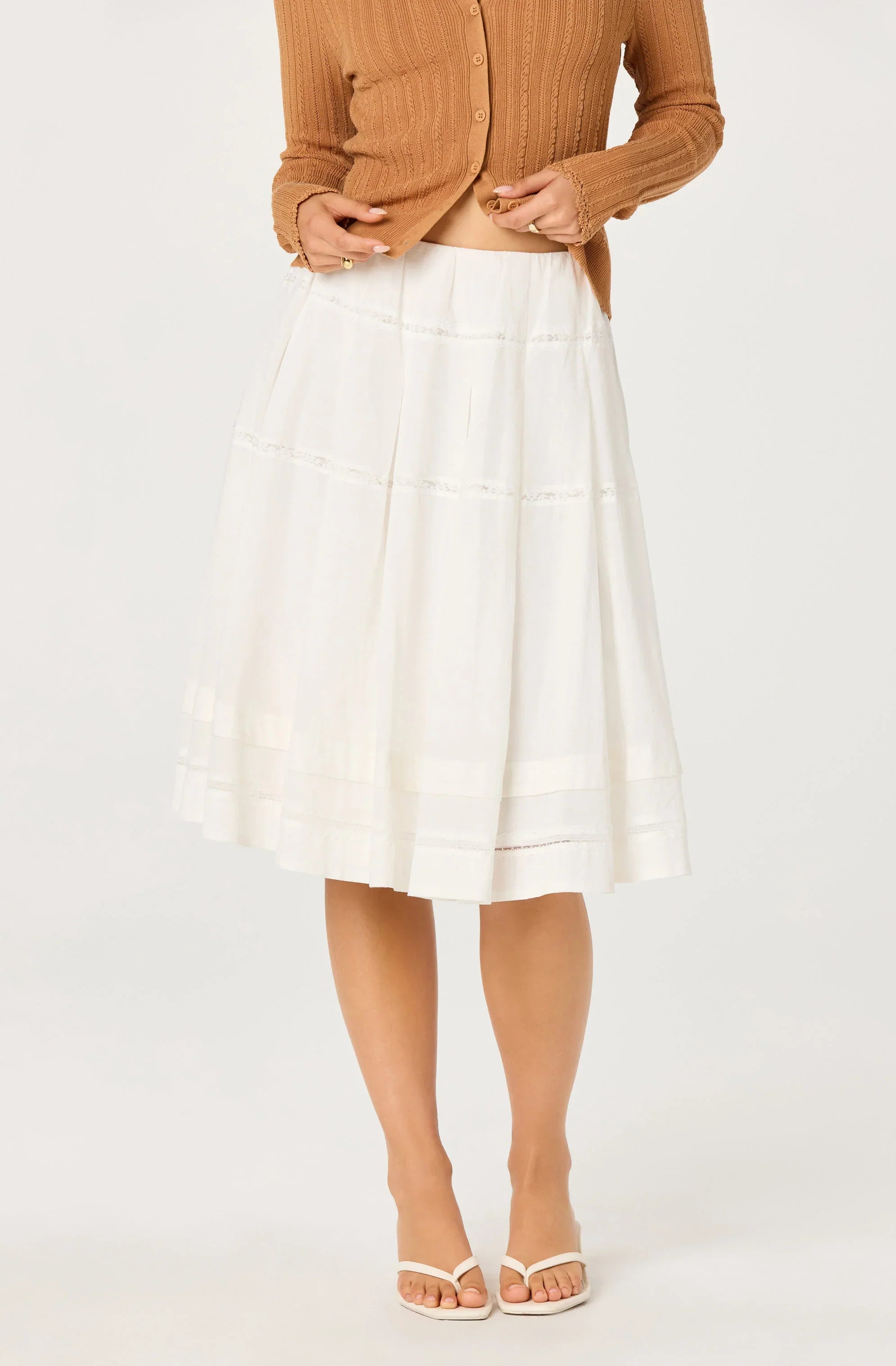 Inixyf Wrenlee Embroidered Midi Skirt