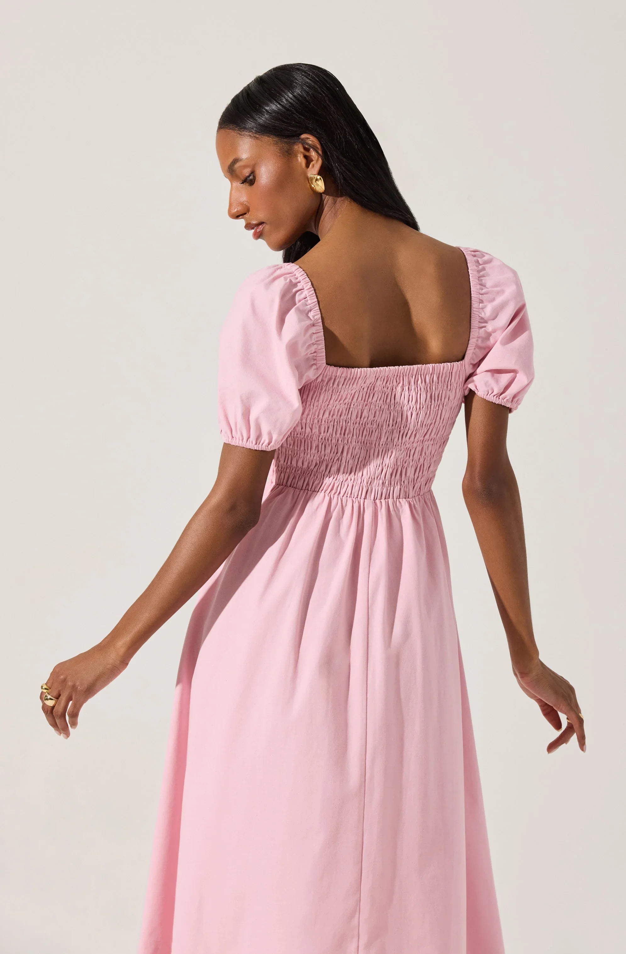 Lbruh Smocked Bow Midi Dress