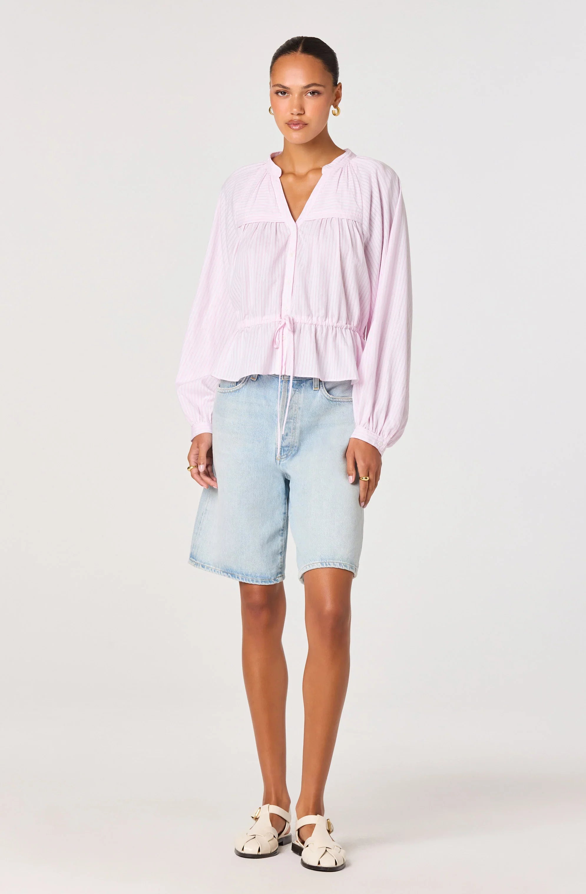Inixyf Jessalyn Striped Peasant Top