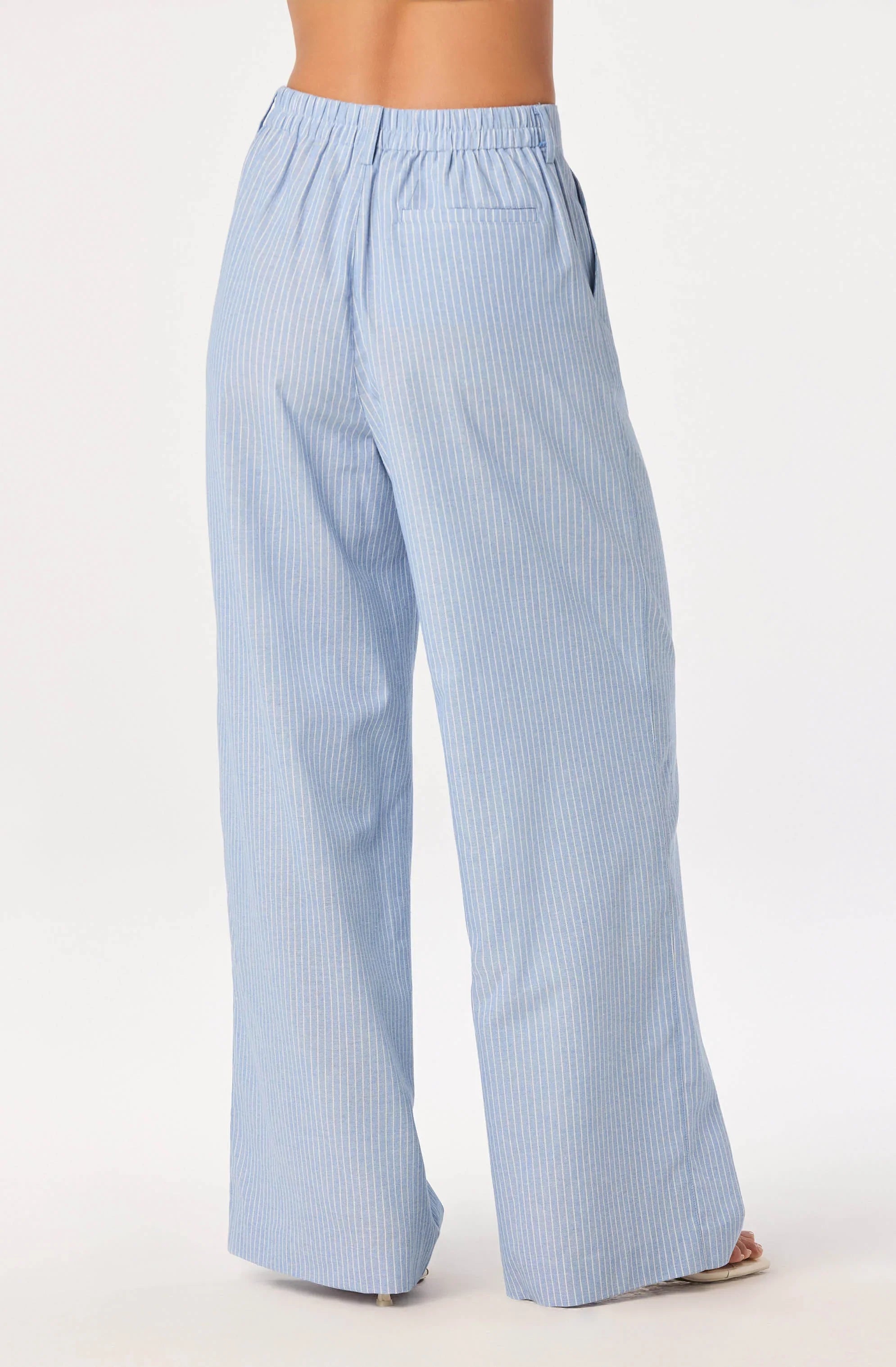 Inixyf Linsey Striped Wide Leg Linen Pants