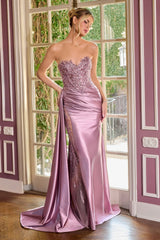 Evans Gown - Beaded Satin Evening Dress