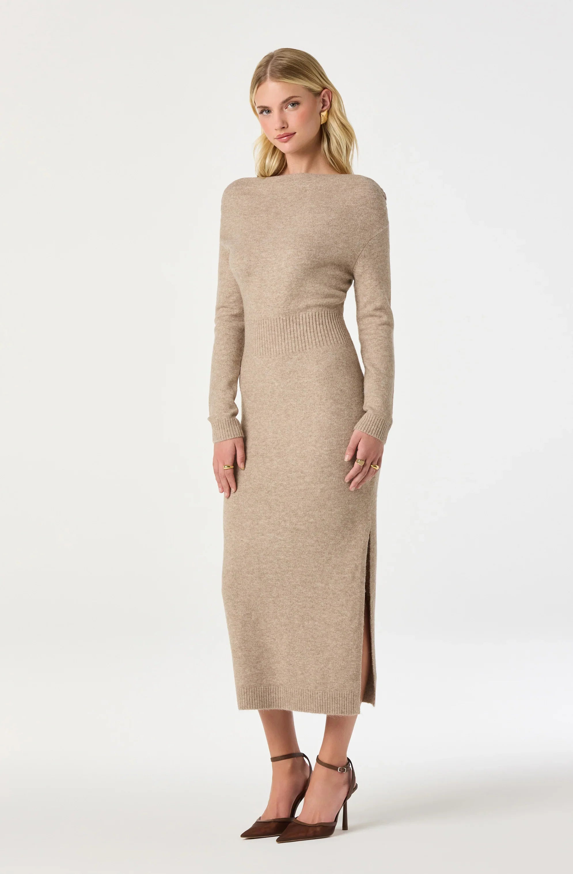 Lbruh One Shoulder Midi Sweater Dress
