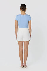 Inixyf Lina Ruffle Trim Ribbed Sweater Top