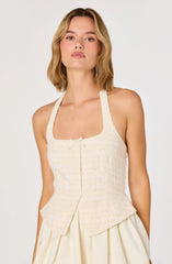 Inixyf Giavanna Mixed Media Halter Mini Dress