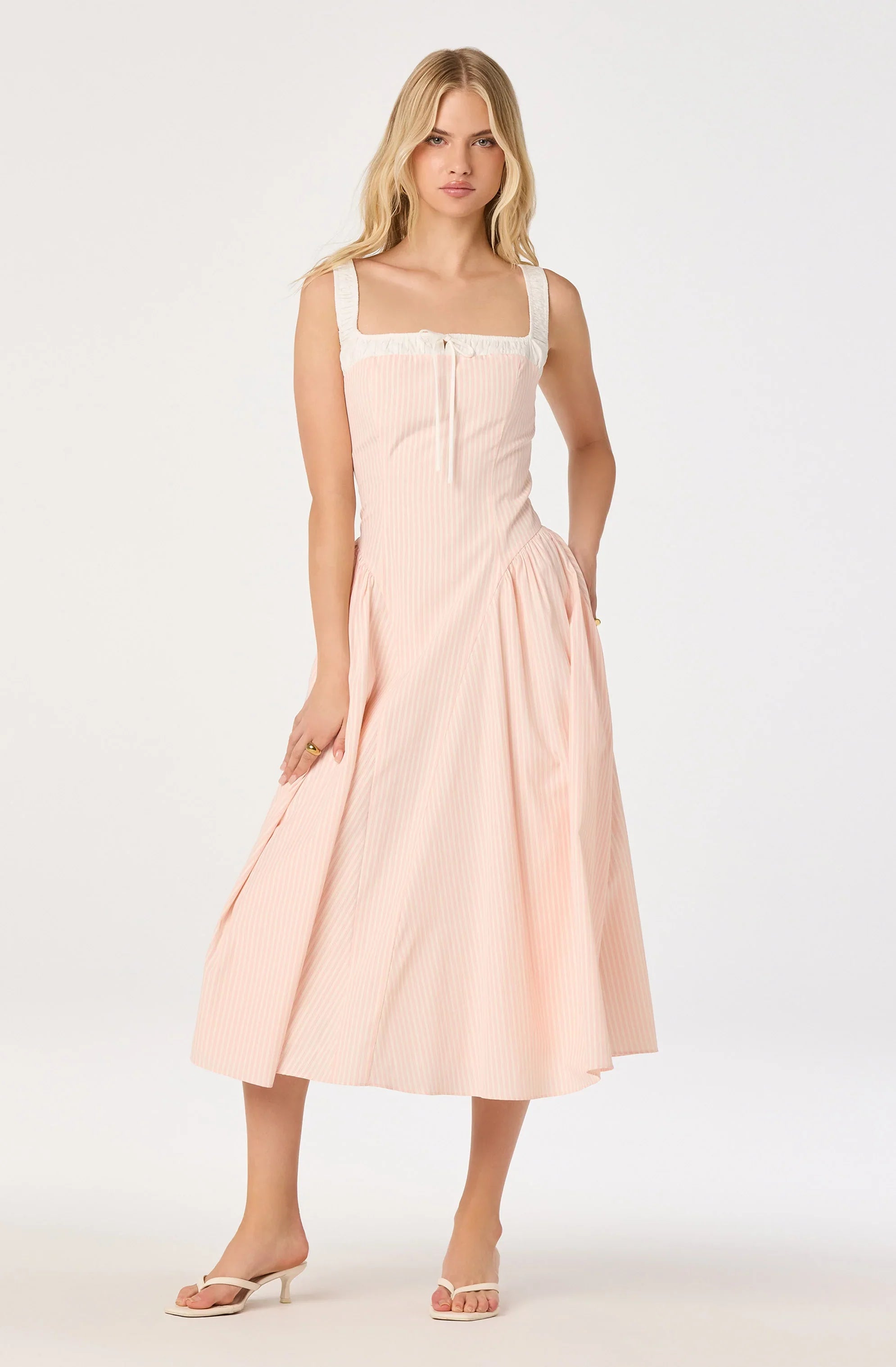 Inixyf Hazel Striped Drop-Waist Midi Dress