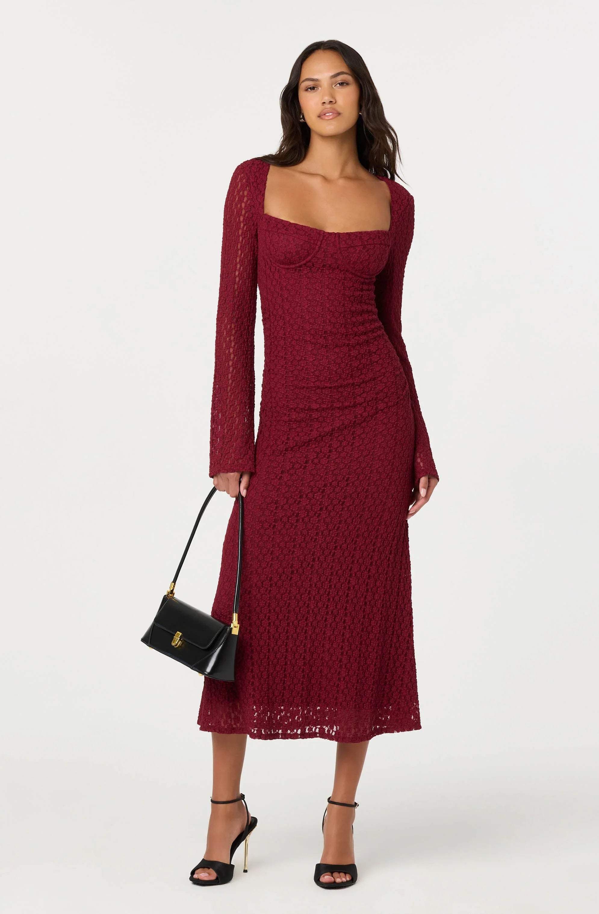 Lbruh Tamia Floral Lace Bustier Midi Dress
